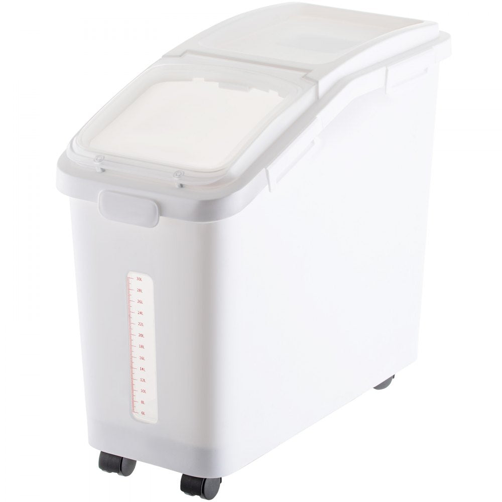 VEVOR Ingredient Storage Bin, 11.4 Gallon Capacity Shelf Ingredient Bin, 280 Cup Flour Bins on Wheels Commercial Prosave Shelf-storage Ingredient Bin with Lid and Scoop Rice Bin for Kitchen White