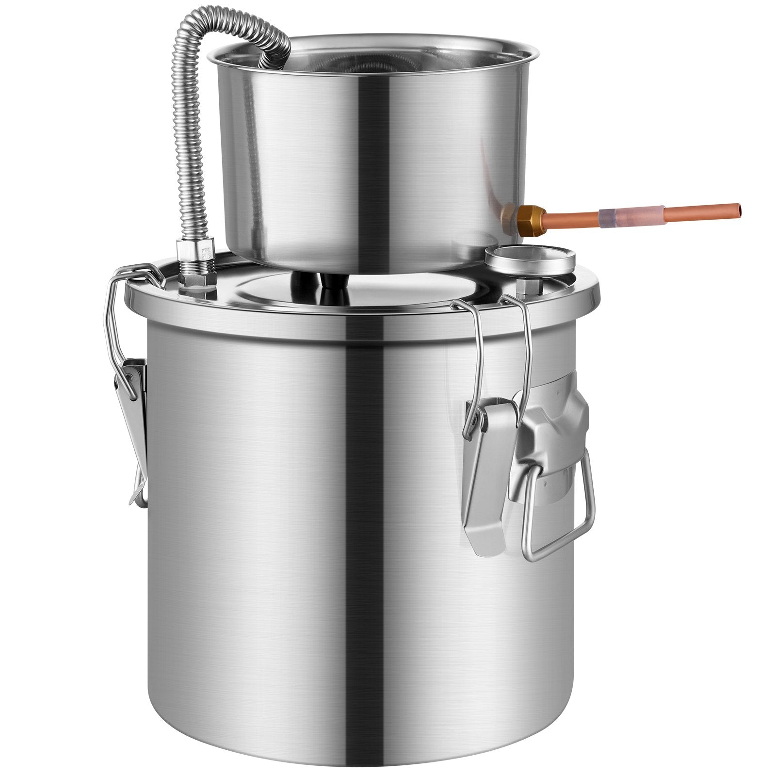 3 Gal Stainless Steel Alcohol Distiller Kit with Coil Cooling, Dual Display Thermometer for Home Brewing Wine, Whisky, Brandy Refinement