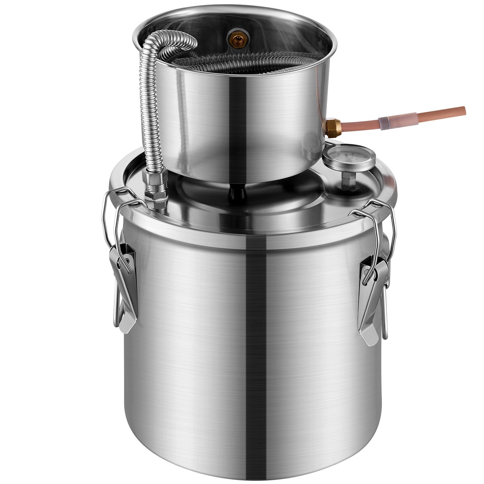 3 Gal Stainless Steel Alcohol Distiller Kit with Coil Cooling, Dual Display Thermometer for Home Brewing Wine, Whisky, Brandy Refinement