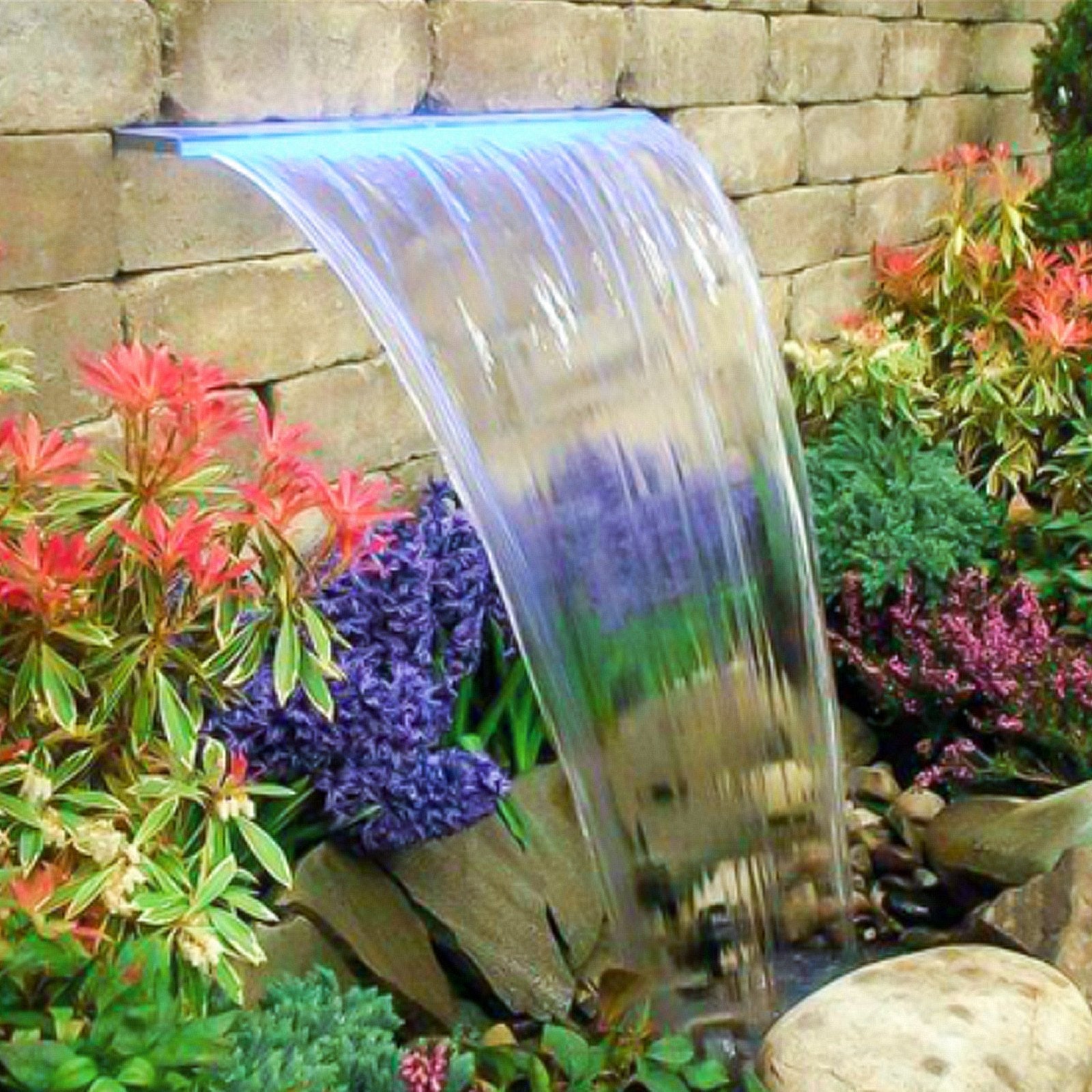 Elegant Acrylic Pool Waterfall Fountain Kit with 17-Color LED, Remote Control, for Garden Ponds & Swimming Pools, 36.2" Spillway