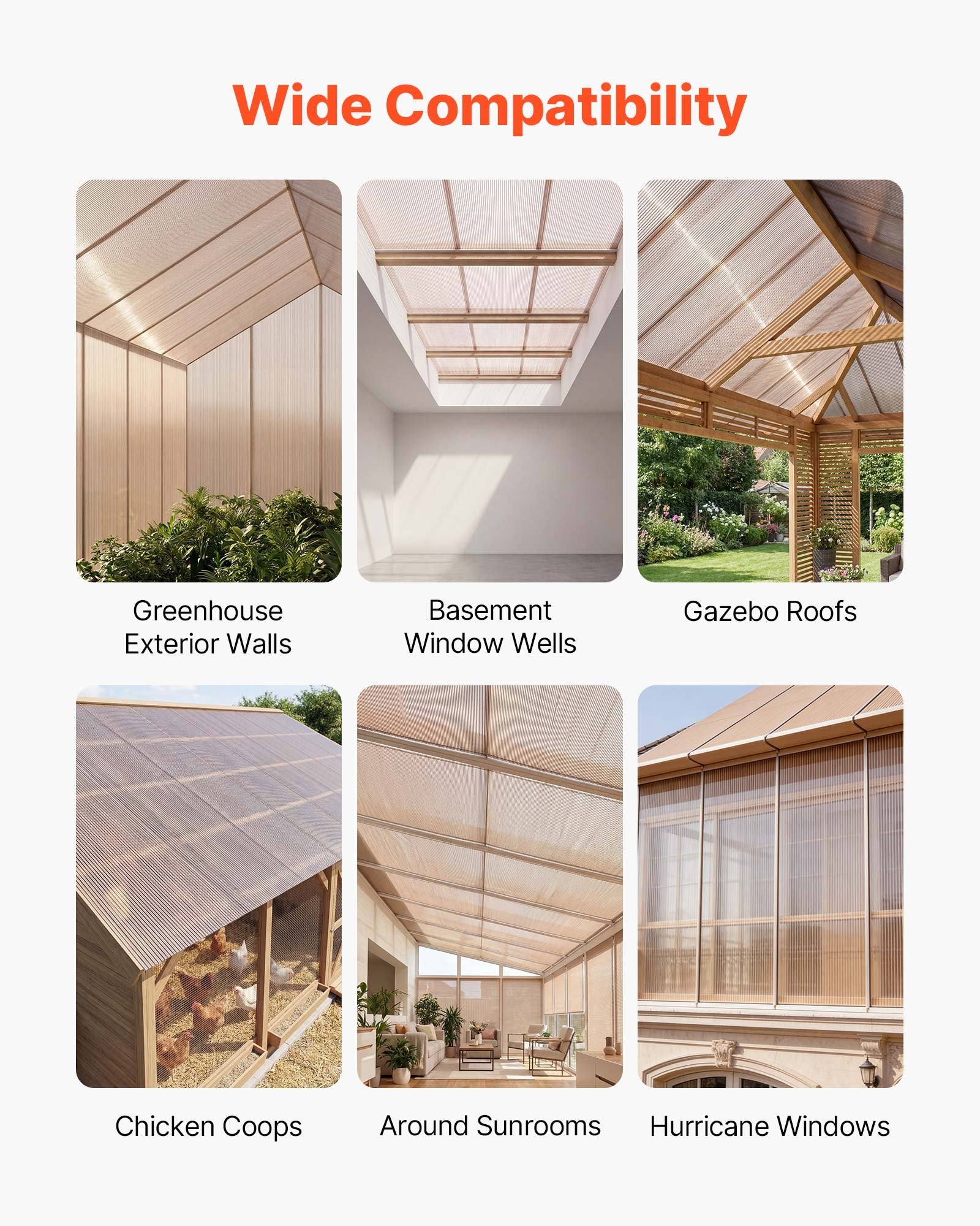 Durable Polycarbonate Roof Panels - 12 Pack, Double Layer, High Impact, Waterproof, Ideal for Greenhouses, Gazebos, Chicken Coops, Home & Garden Projects (5' x 2' x 0.24")