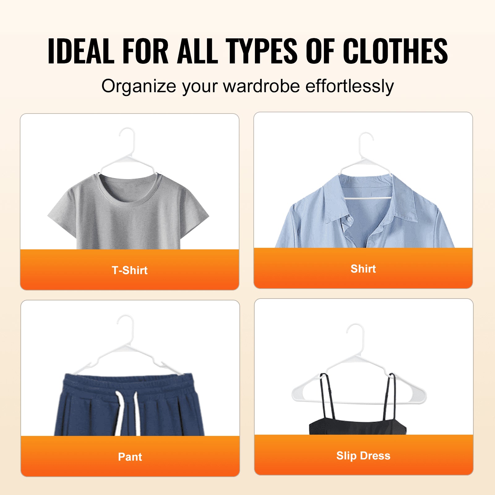 50 Pack Ultra-Thin White Plastic Hangers - Non-Slip, Space-Saving Design with Stable Triangular Top & Wider Notch, Perfect for T-Shirts, Shirts, Slings & Pants