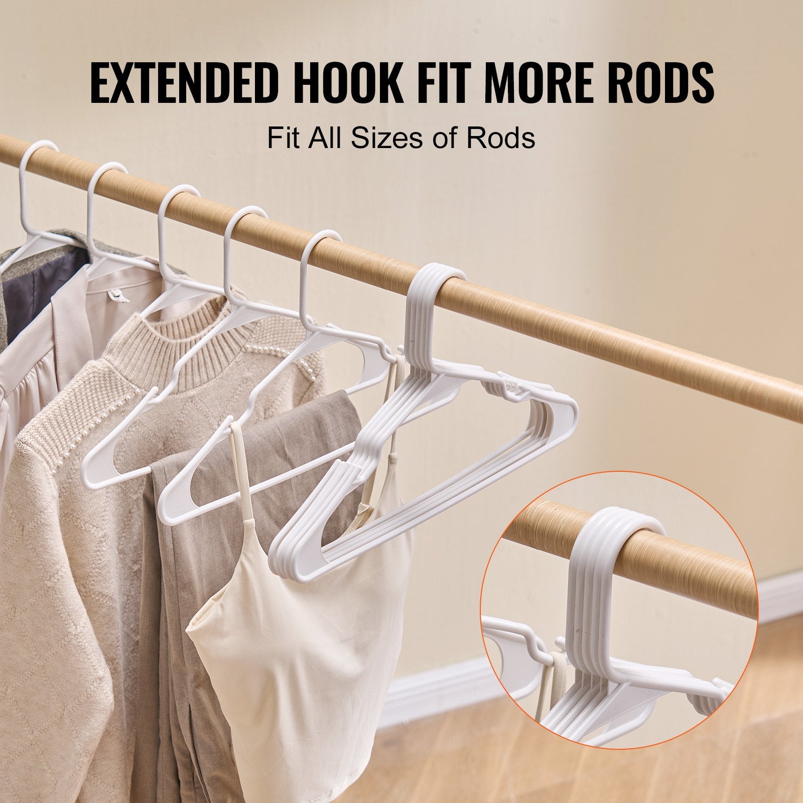 50 Pack Ultra-Thin White Plastic Hangers - Non-Slip, Space-Saving Design with Stable Triangular Top & Wider Notch, Perfect for T-Shirts, Shirts, Slings & Pants