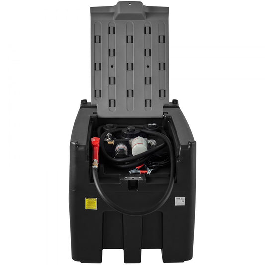 VEVOR Portable Diesel Tank, 116 Gallon Capacity & 10 GPM Flow Rate, Diesel Fuel Tank with 12V Electric Transfer Pump and 13.1ft Rubber Hose, PE Diesel Transfer Tank for Easy Fuel Transportation, Black