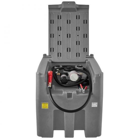 116 Gallon Portable Diesel Fuel Tank with 12V Pump and 13.1ft Hose for Efficient Fuel Transfer and Transport, Gray