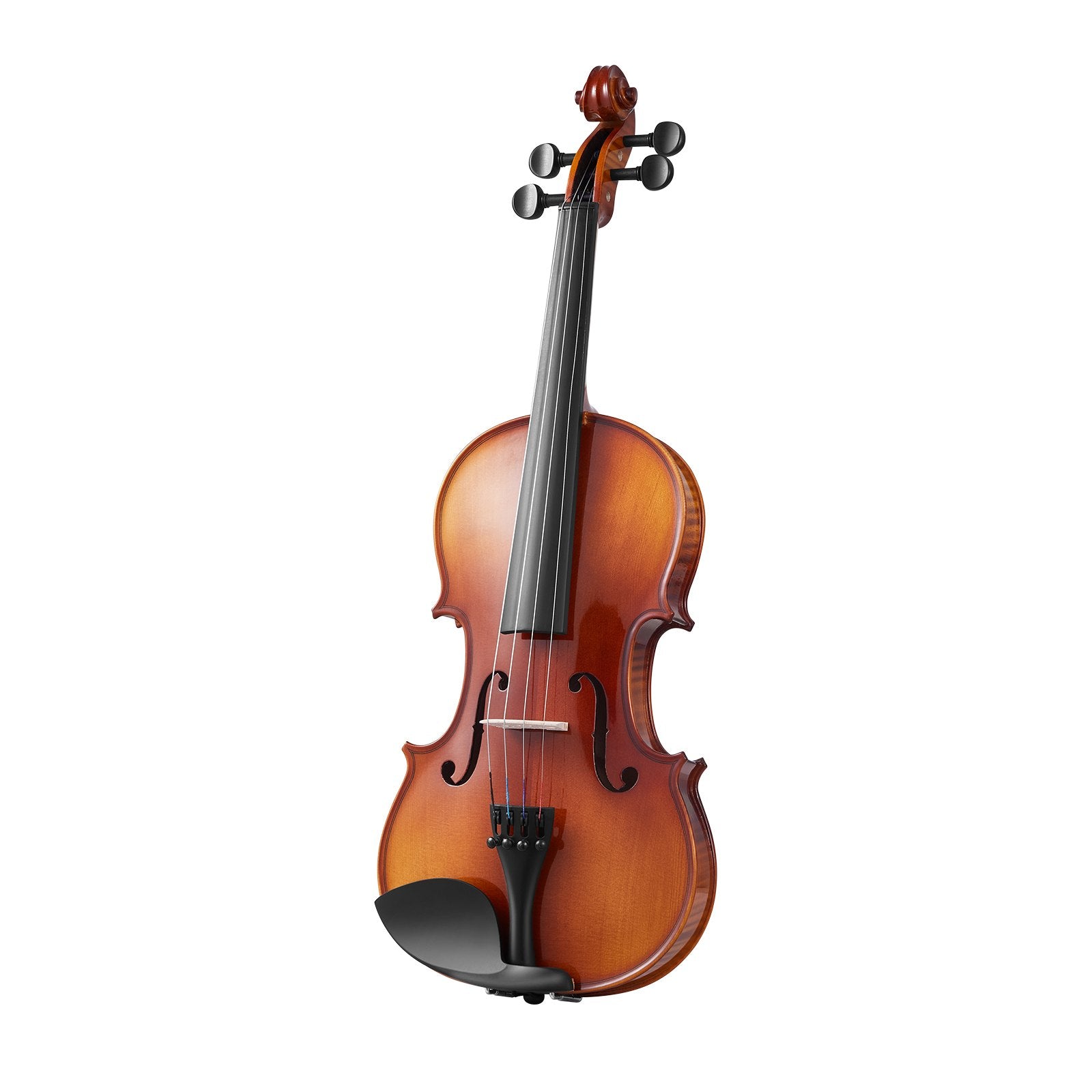 Full Size 4/4 Violin for Adults & Beginners - Complete Set with Glossy Brown Finish, Spruce Top, Maple Back, Case, Bow, and Accessories
