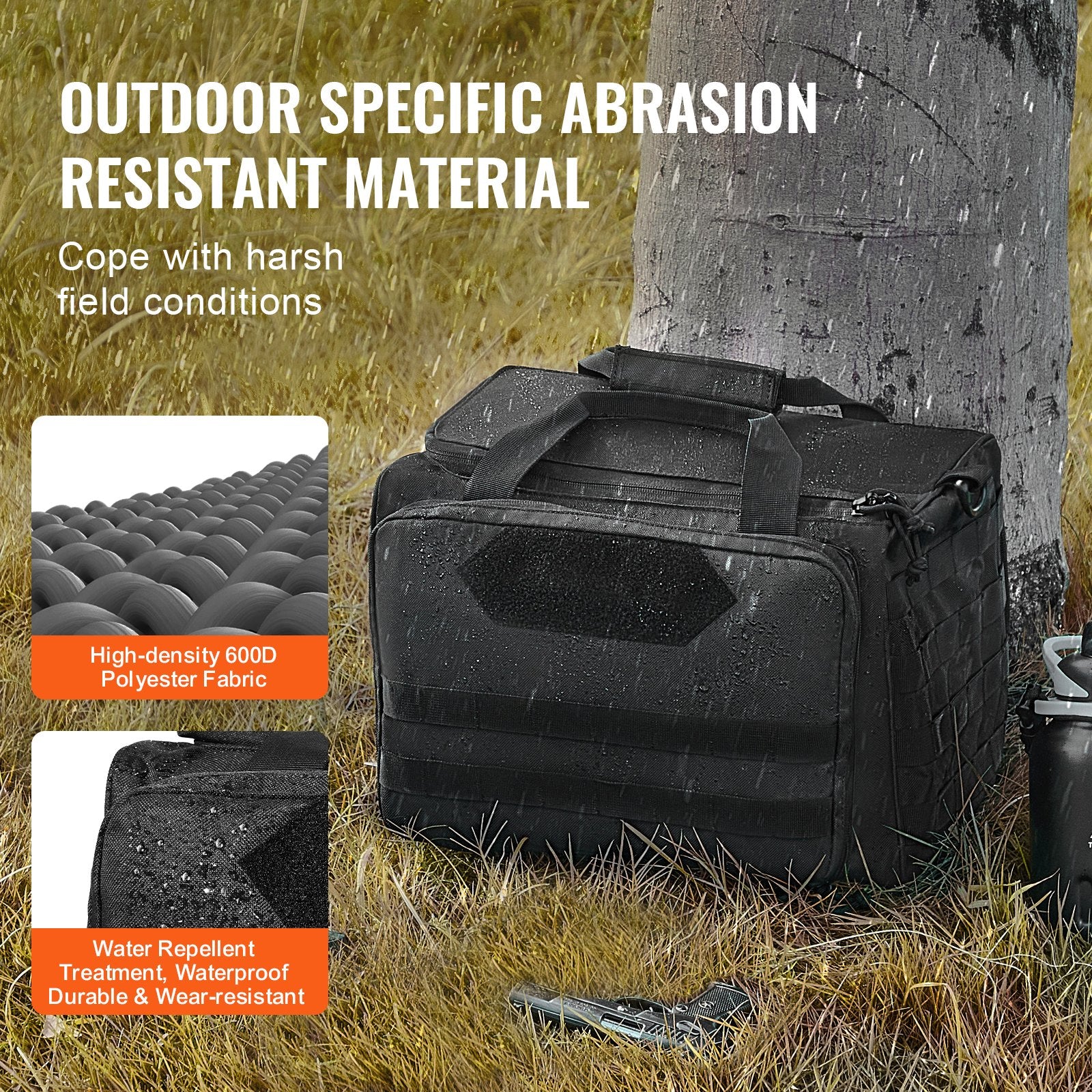 Tactical Range Bag for 3 Pistols with Detachable Baffles, 6 Magazine Slots, Single Shoulder Strap, Outdoor Shooting and Hunting Gear