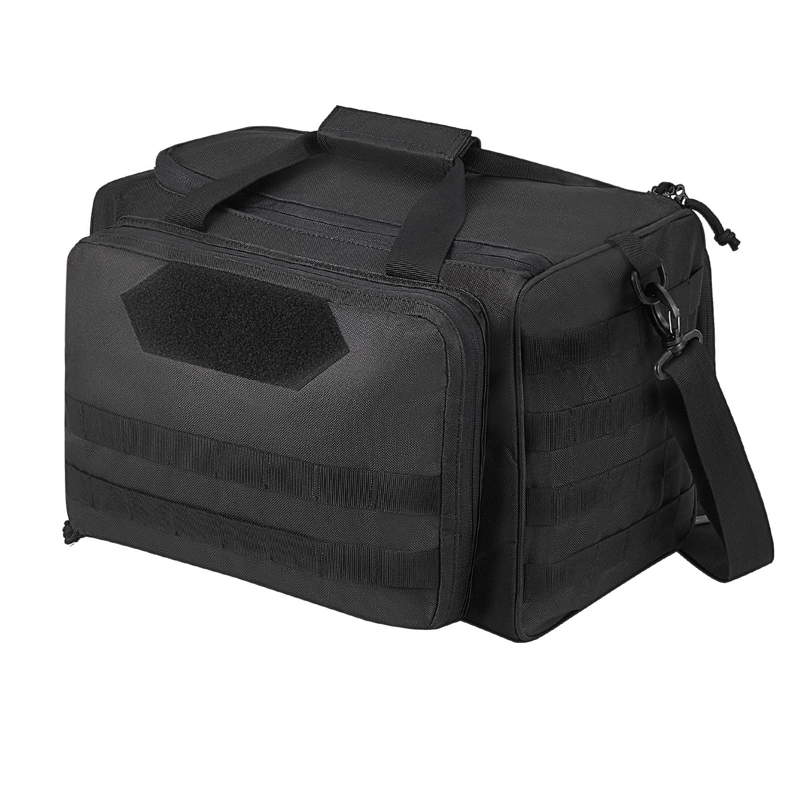 Tactical Range Bag for 3 Pistols with Detachable Baffles, 6 Magazine Slots, Single Shoulder Strap, Outdoor Shooting and Hunting Gear