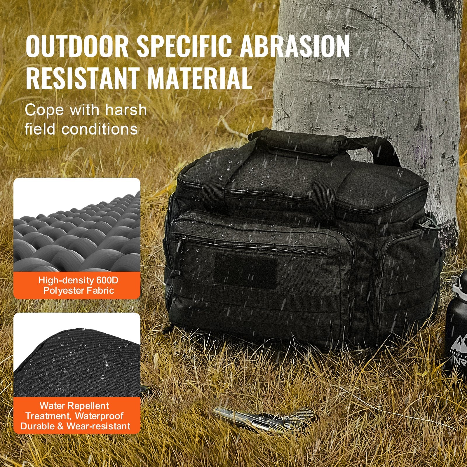 Tactical Black Range Bag for 4 Pistols with Detachable Baffles, 6 Magazines, and Single Shoulder Strap for Outdoor Shooting and Hunting
