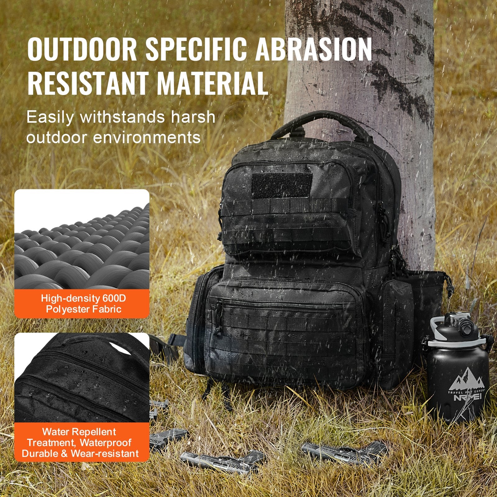 Tactical Gun Range Backpack for Outdoor Shooting - Securely Holds 6 Pistols & 10 Magazines, Lockable Zipper, Durable Black Design
