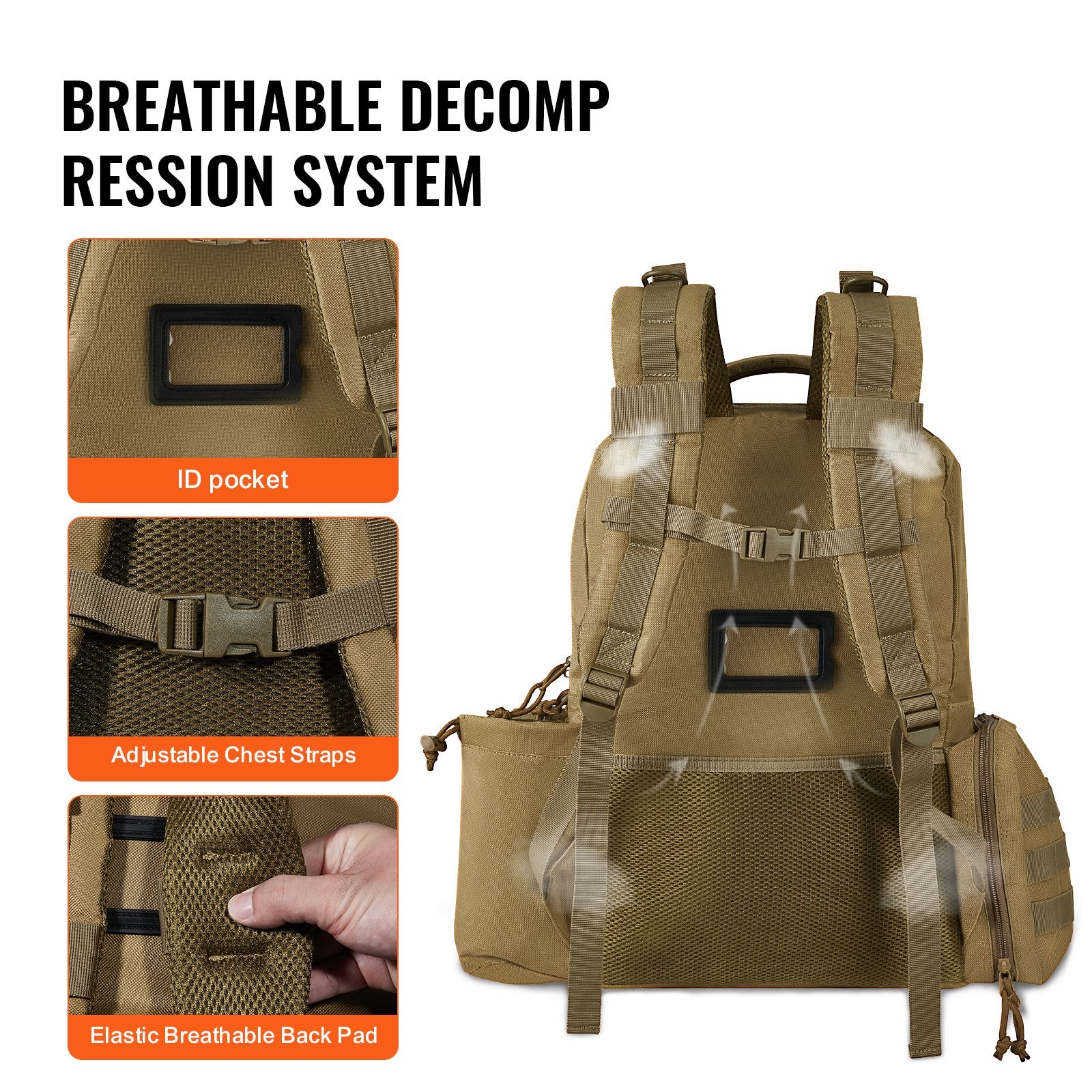 Versatile Tactical Range Backpack for 6 Pistols with Lockable Zipper and 10 Magazines, Ideal for Outdoor Hunting & Shooting, Durable Brown Design