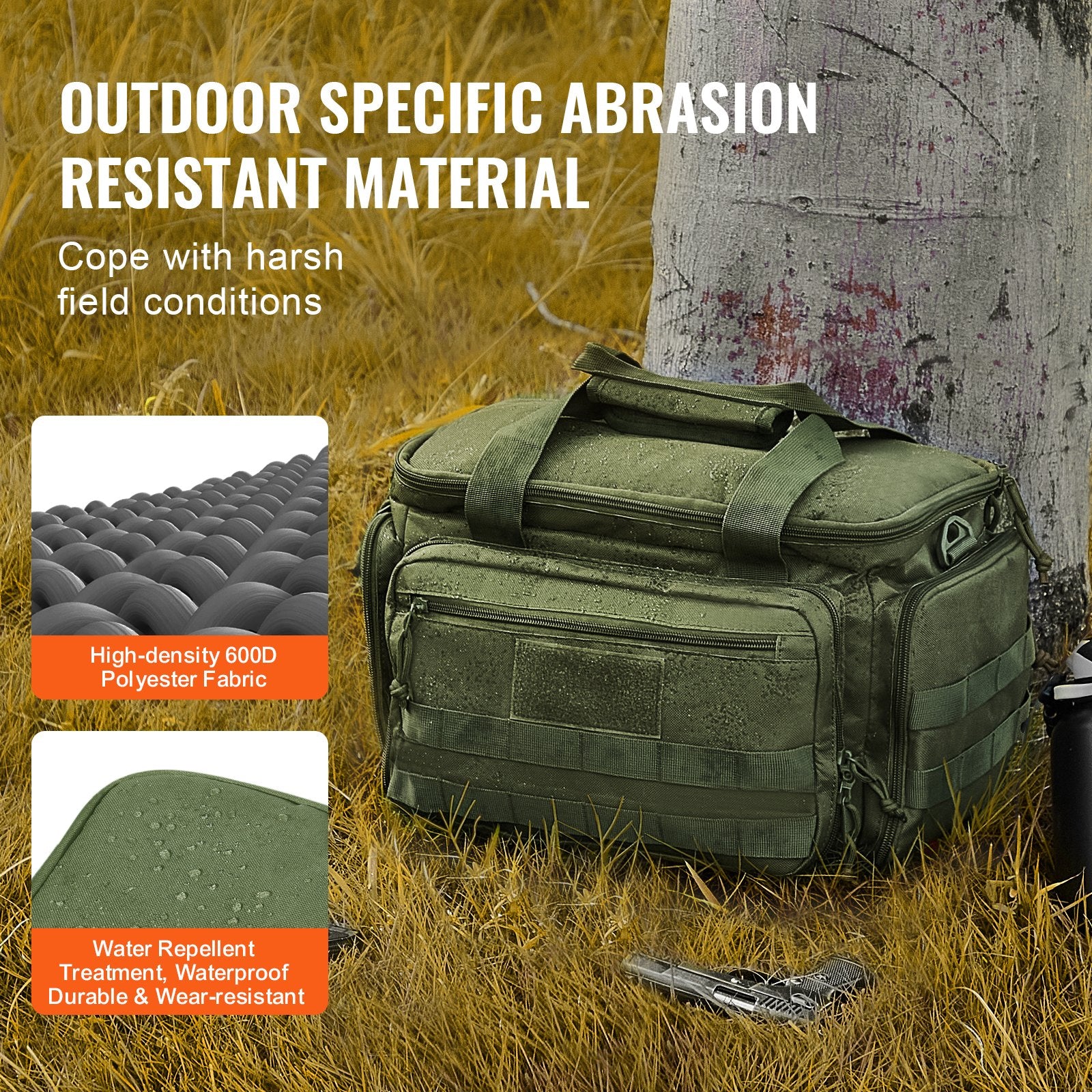 Versatile Tactical Range Bag for 4 Pistols with 3 Detachable Dividers, 6 Magazines, and Single Shoulder Strap - Perfect for Outdoor Shooting and Hunting Adventures, Green