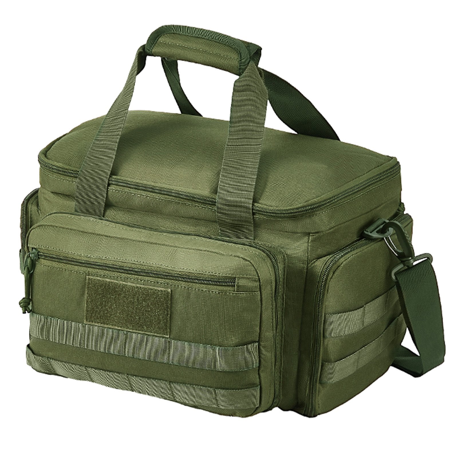 Versatile Tactical Range Bag for 4 Pistols with 3 Detachable Dividers, 6 Magazines, and Single Shoulder Strap - Perfect for Outdoor Shooting and Hunting Adventures, Green