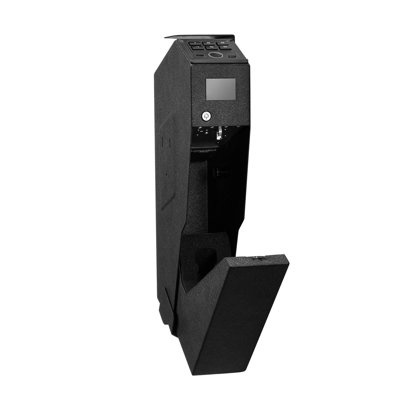 Advanced Gun Safe with Fingerprint, Keypad & Key Access - LED Display, Secure Handgun Box for Nightstand, Desk, Car, Holds 1 Pistol & Magazine