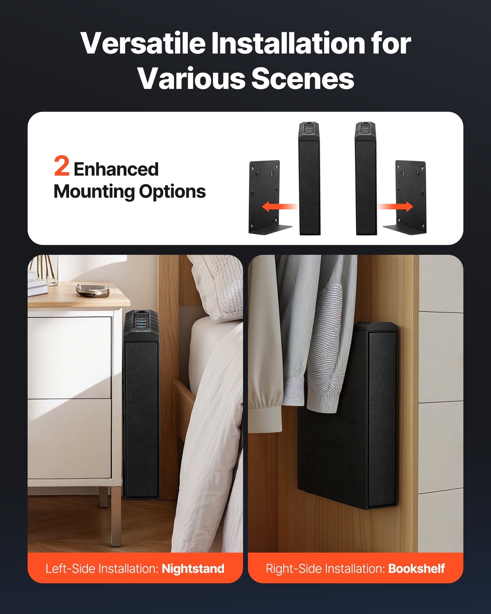 Secure Handgun Safe with Biometric Fingerprint, Keypad & Key Access - Nightstand, Car or Desk Mounted Firearm Storage Box