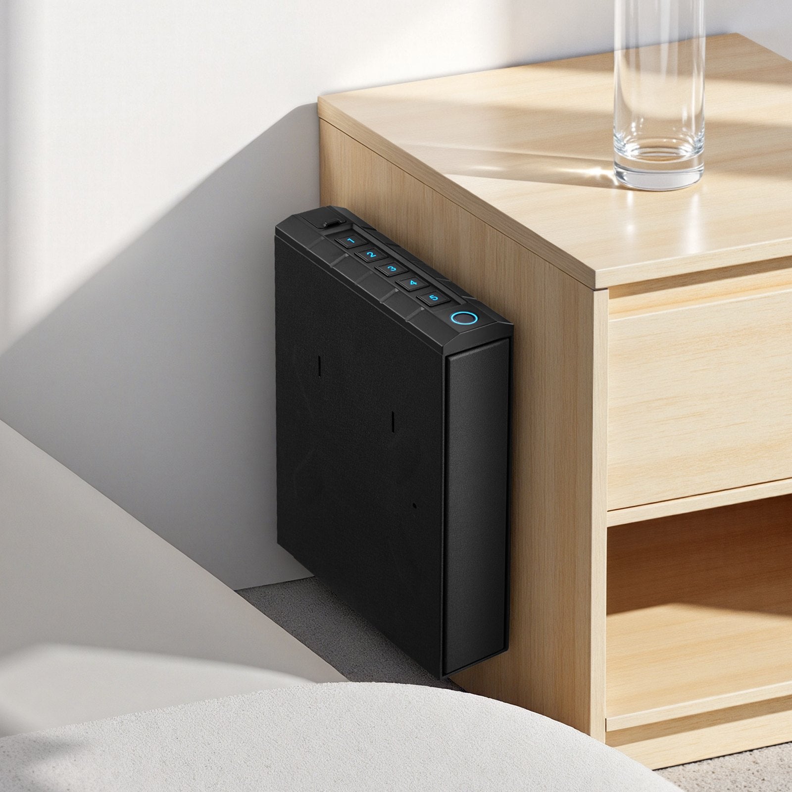Secure Handgun Safe with Biometric Fingerprint, Keypad & Key Access - Nightstand, Car or Desk Mounted Firearm Storage Box
