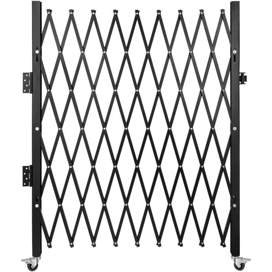 VEVOR Single Folding Security Gate, 7.1'H x 7.9' W（85 x 95 inch） Folding Door Gate, Steel Accordion Security Gate, Flexible Expanding Security Gate, 360° Rolling Barricade Gate, Scissor Gate/Door w/ Padlock