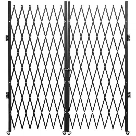 VEVOR Double Folding Security Gate, 5.1' H x 10.2' W Folding Door Gate, Steel Accordion Security Gate, Flexible Expanding Security Gate, 360° Rolling Barricade Gate, Scissor Gate or Door with Padlock