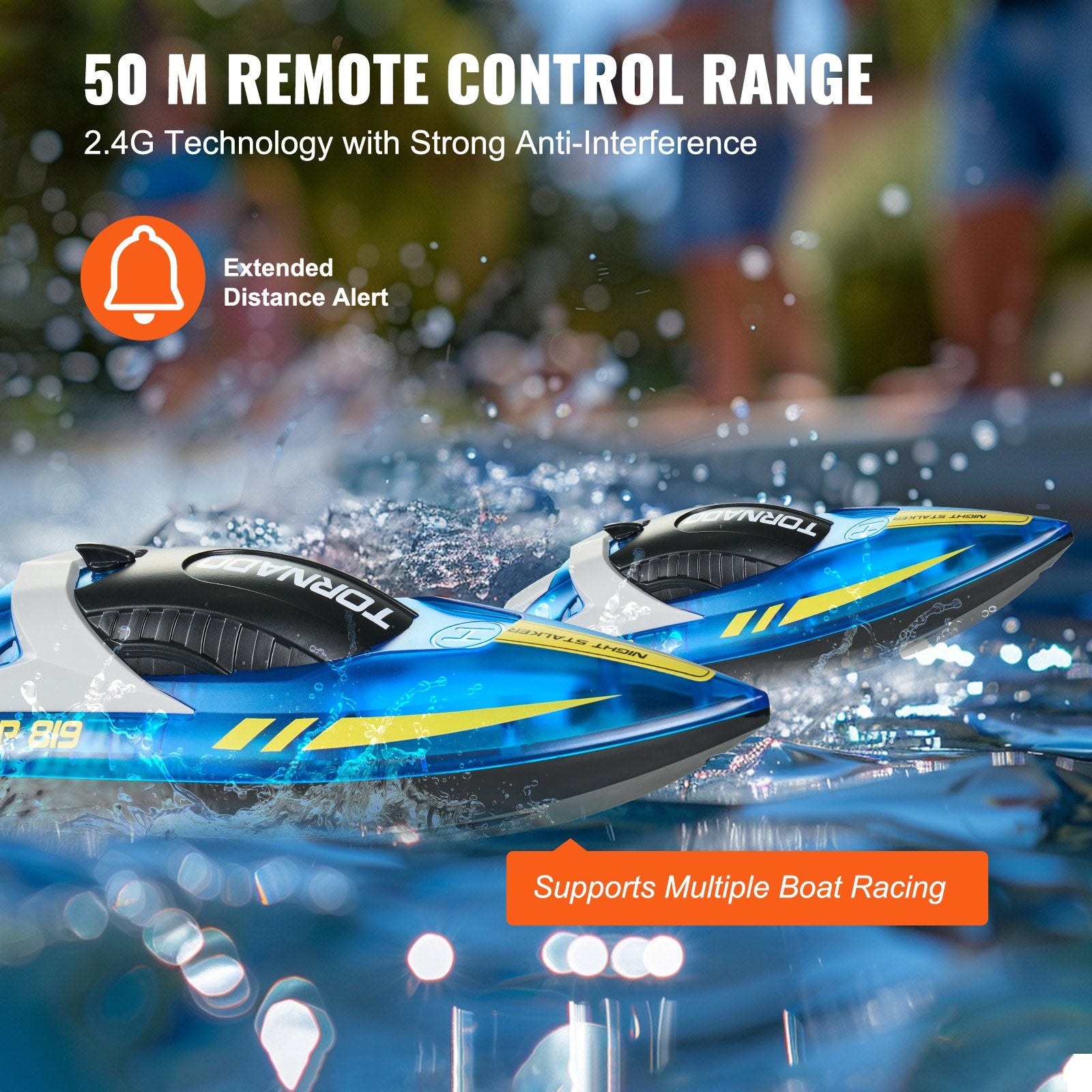 High-Speed RC Racing Boat with LED Lights, Waterproof Design, Dual Batteries for Pools & Lakes, Perfect Toy Gift for Kids & Adults
