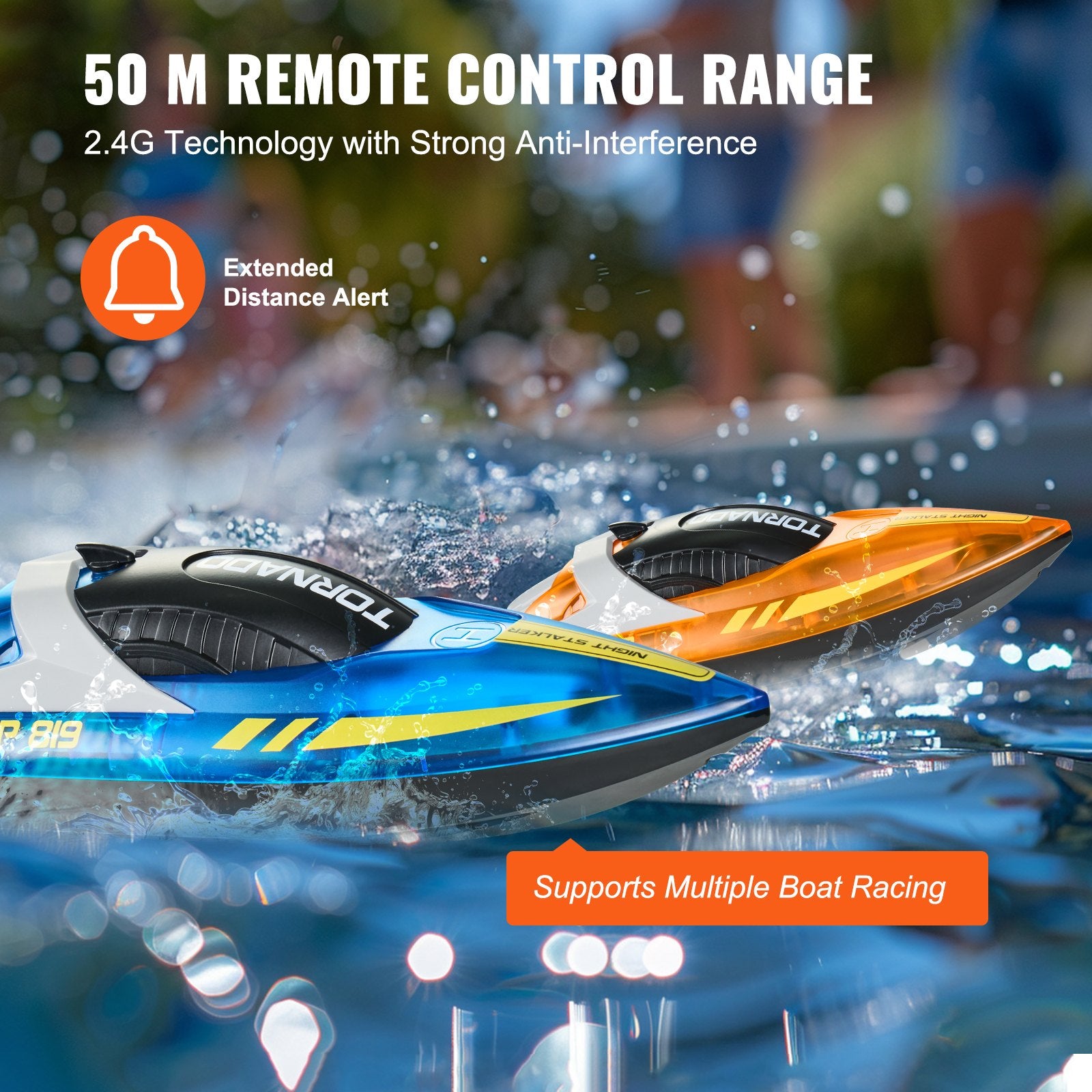 Dual Pack RC Racing Boats with LED Lights - 2.4GHz, 12 km/h Speed, Waterproof, Rechargeable, Perfect for Pools & Lakes, Gifts for All Ages