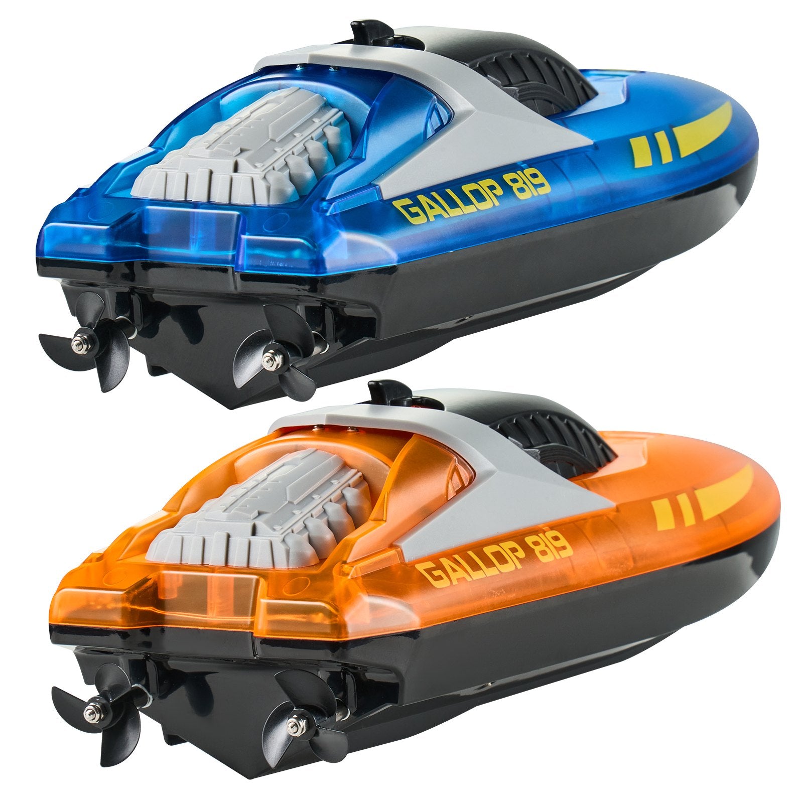 Dual Pack RC Racing Boats with LED Lights - 2.4GHz, 12 km/h Speed, Waterproof, Rechargeable, Perfect for Pools & Lakes, Gifts for All Ages
