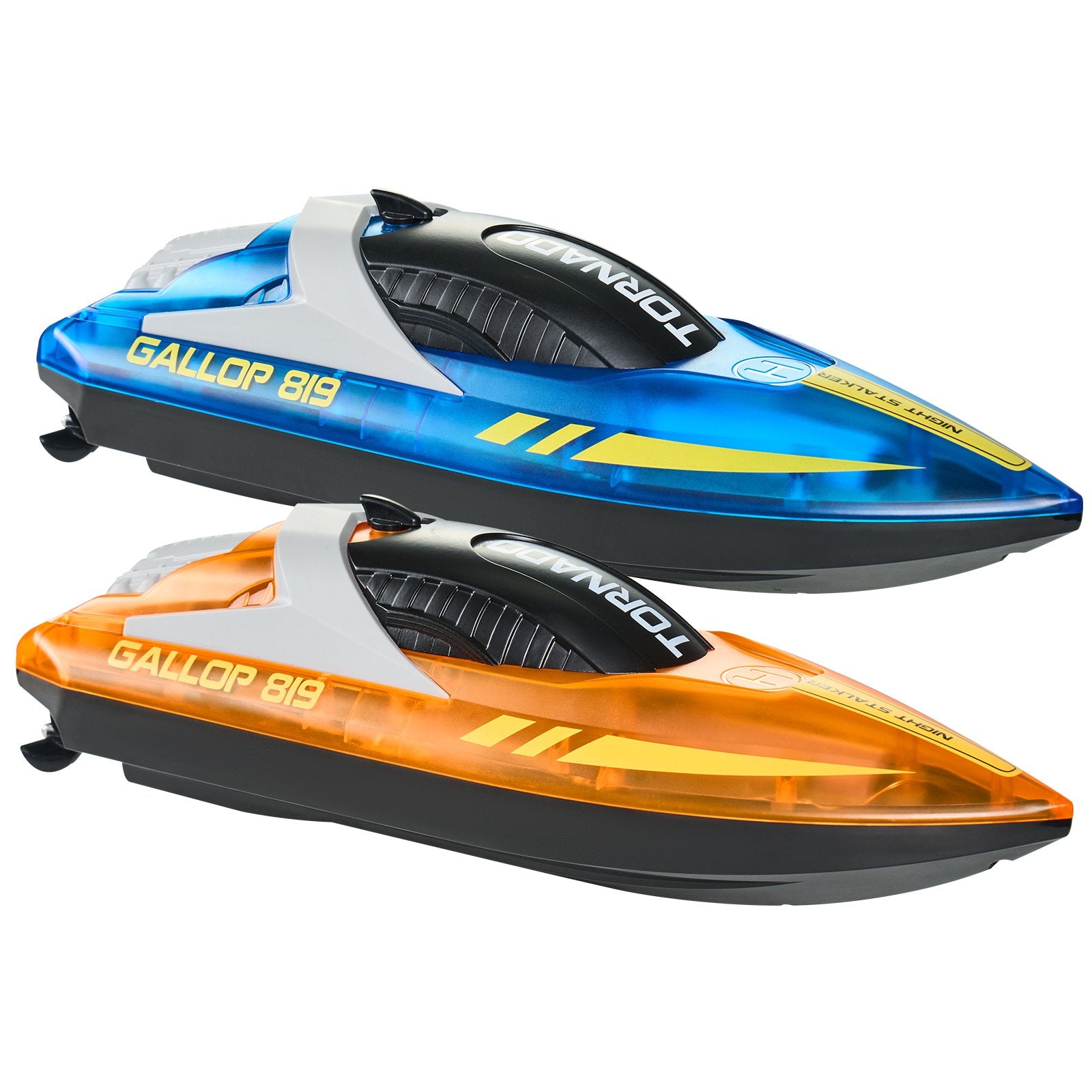 Dual Pack RC Racing Boats with LED Lights - 2.4GHz, 12 km/h Speed, Waterproof, Rechargeable, Perfect for Pools & Lakes, Gifts for All Ages