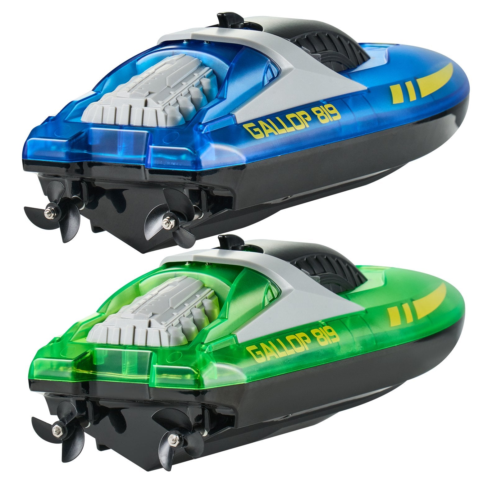 Dual Pack RC Racing Boats with LED Lights - 2.4GHz, 12 km/h, Waterproof, Rechargeable, Perfect Gift for Pools, Lakes, Adults & Kids