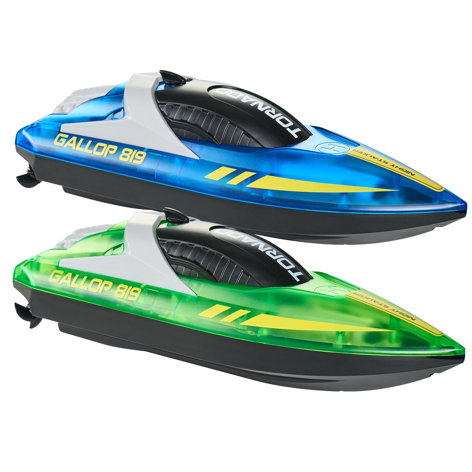 Dual Pack RC Racing Boats with LED Lights - 2.4GHz, 12 km/h, Waterproof, Rechargeable, Perfect Gift for Pools, Lakes, Adults & Kids