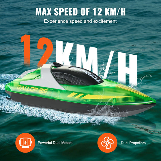 RC Racing Boat with LED Light for Pools & Lakes – 2.4GHz High-Speed 12 km/h, Waterproof, Rechargeable Batteries, Perfect Gift for All Ages