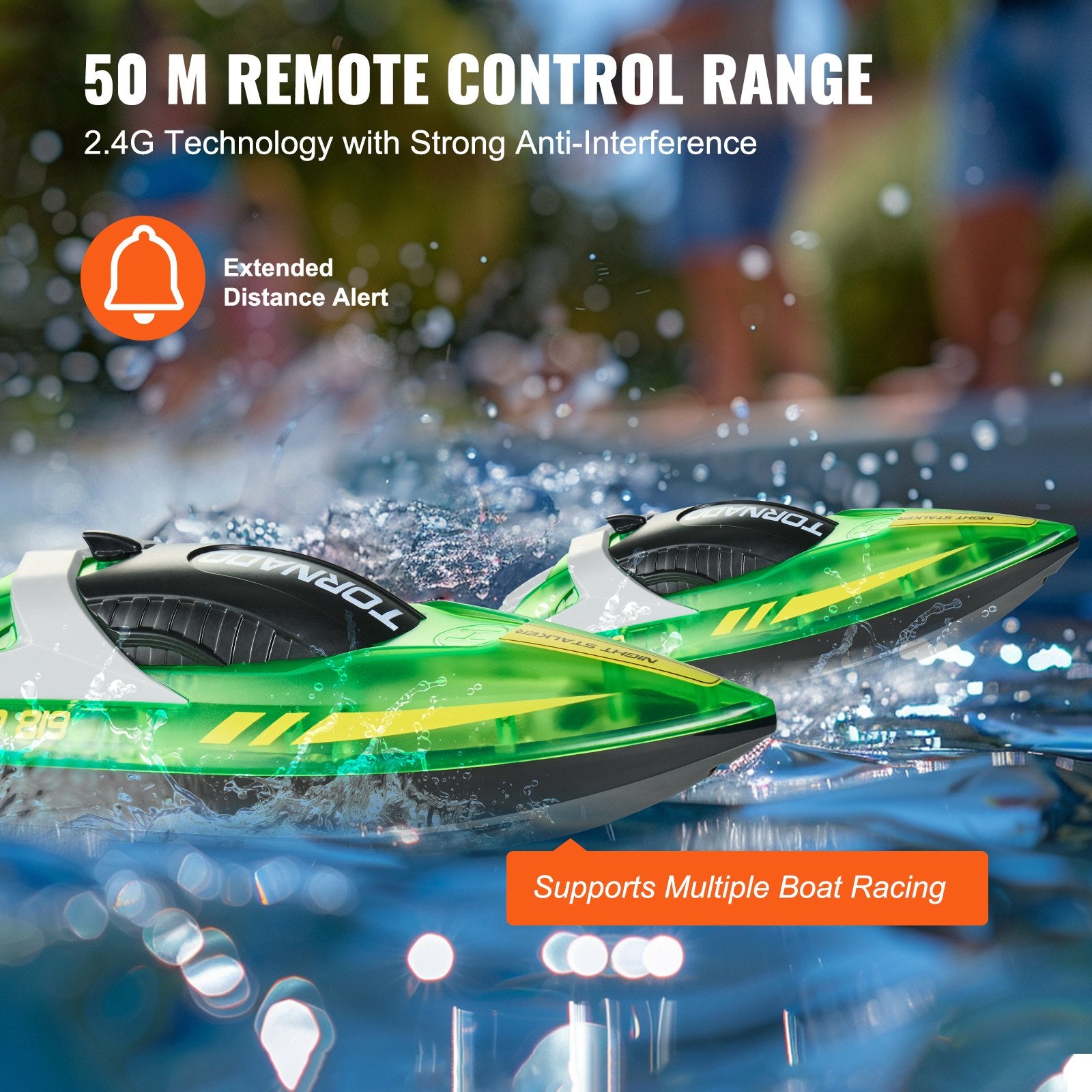 RC Racing Boat with LED Light for Pools & Lakes – 2.4GHz High-Speed 12 km/h, Waterproof, Rechargeable Batteries, Perfect Gift for All Ages