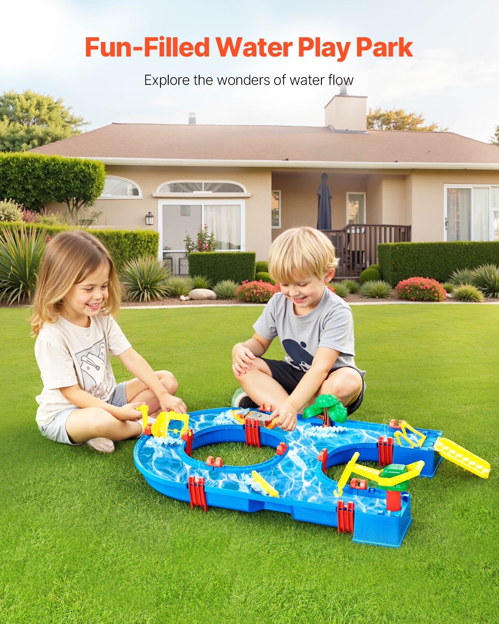 Outdoor Toddler Water Table Playset with 39PCS Accessories - Sensory Activity for Backyard, Beach, Lawn, Kids 3+ Years, Easy-Clean Design