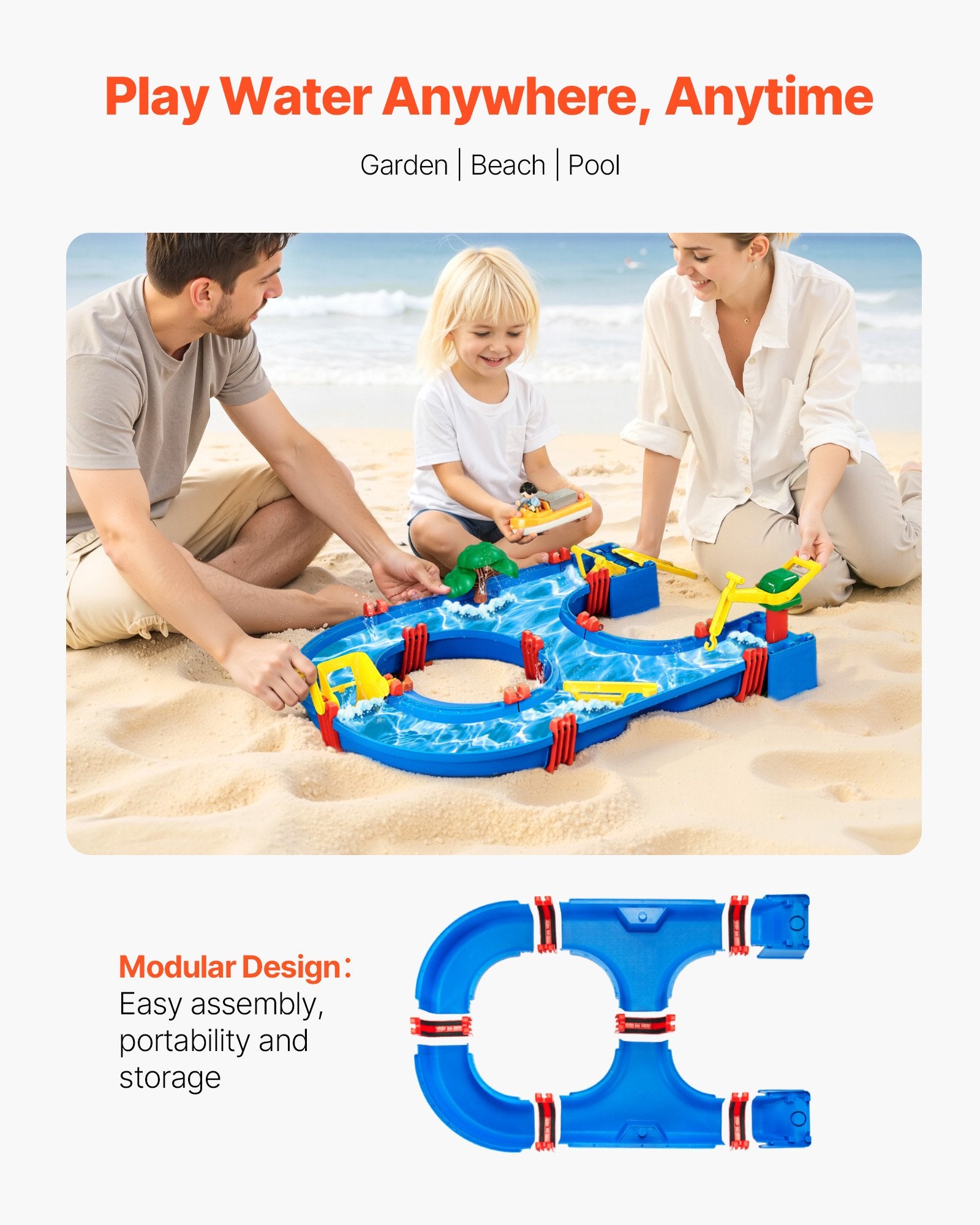 Outdoor Toddler Water Table Playset with 39PCS Accessories - Sensory Activity for Backyard, Beach, Lawn, Kids 3+ Years, Easy-Clean Design