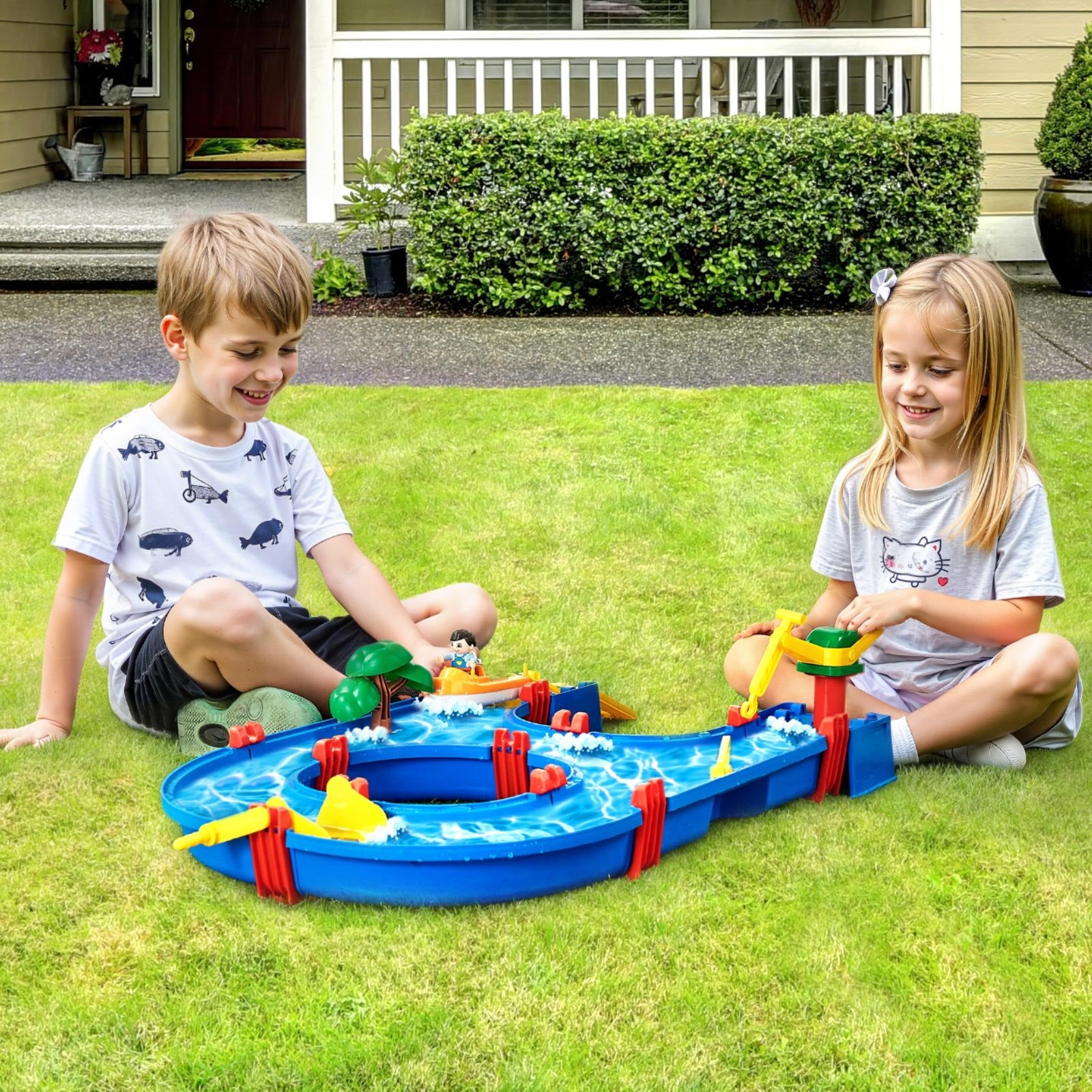 Outdoor Toddler Water Table Playset with 39PCS Accessories - Sensory Activity for Backyard, Beach, Lawn, Kids 3+ Years, Easy-Clean Design