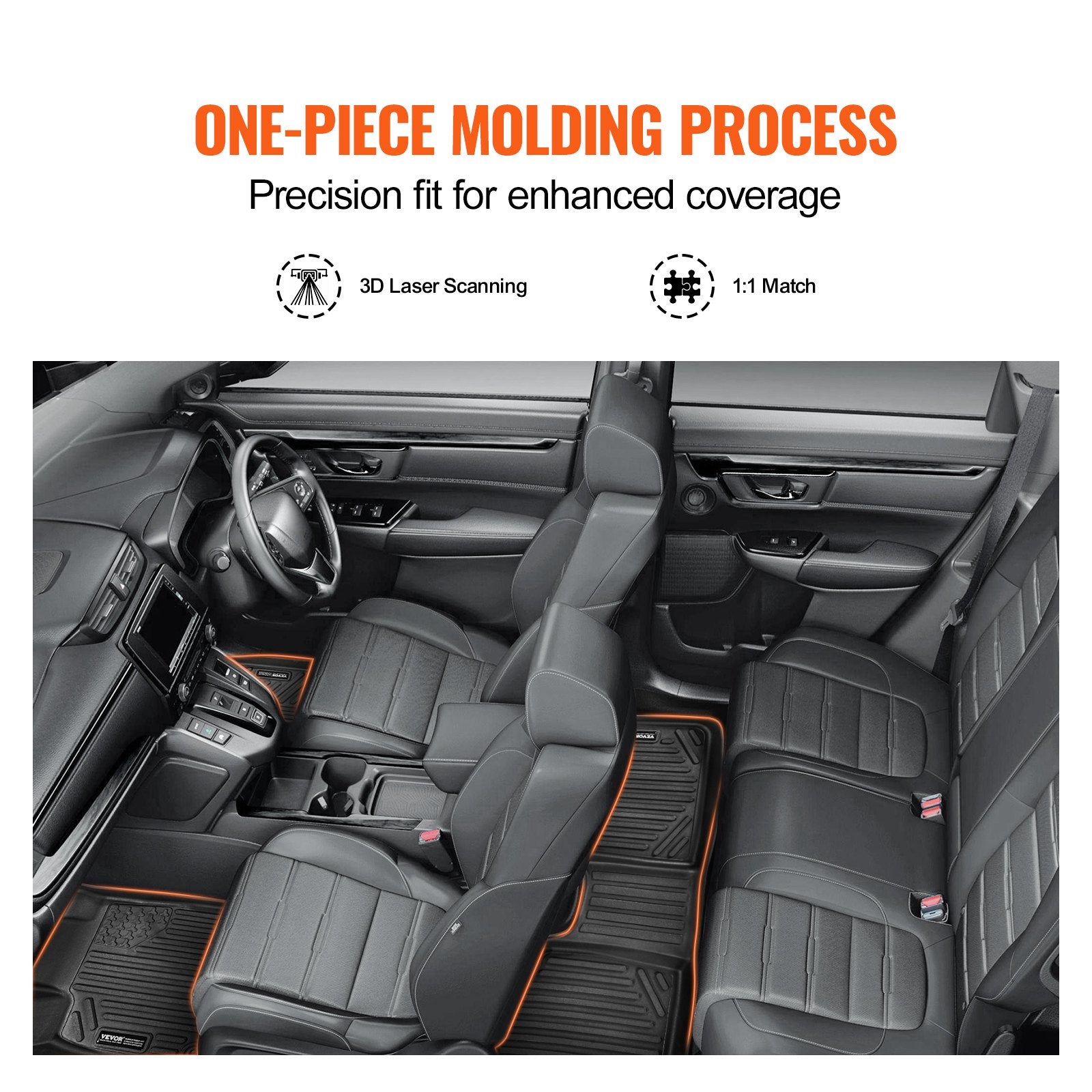 Premium All-Weather TPE Floor Mats for Honda CR-V Hybrid 2017-2022 - Custom Fit, Easy Clean, Waterproof Liners for Front & 2nd Row