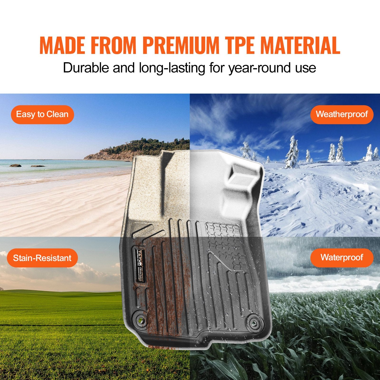 Premium All-Weather TPE Floor Mats for Honda CR-V Hybrid 2017-2022 - Custom Fit, Easy Clean, Waterproof Liners for Front & 2nd Row