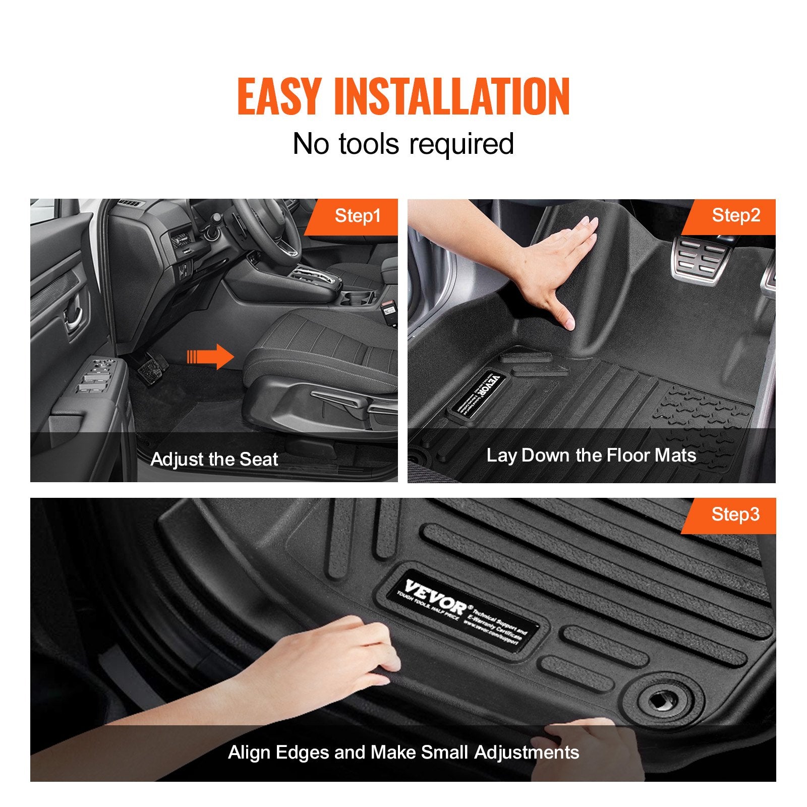 Premium All-Weather TPE Floor Mats for Honda CR-V Hybrid 2017-2022 - Custom Fit, Easy Clean, Waterproof Liners for Front & 2nd Row