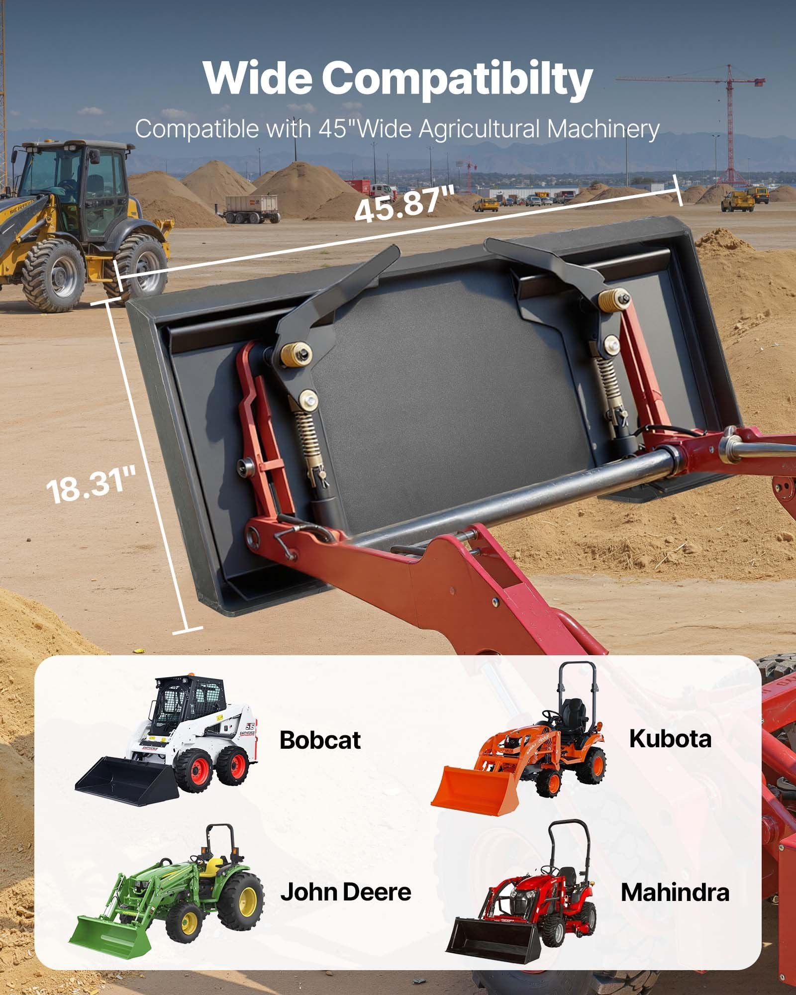 Universal Quick Attach Skid Steer Mount Plate, Heavy-Duty 1/2" Steel, 9000lbs Load, Easy Bolt for Kubota Bobcat Tractors, Durable & Versatile