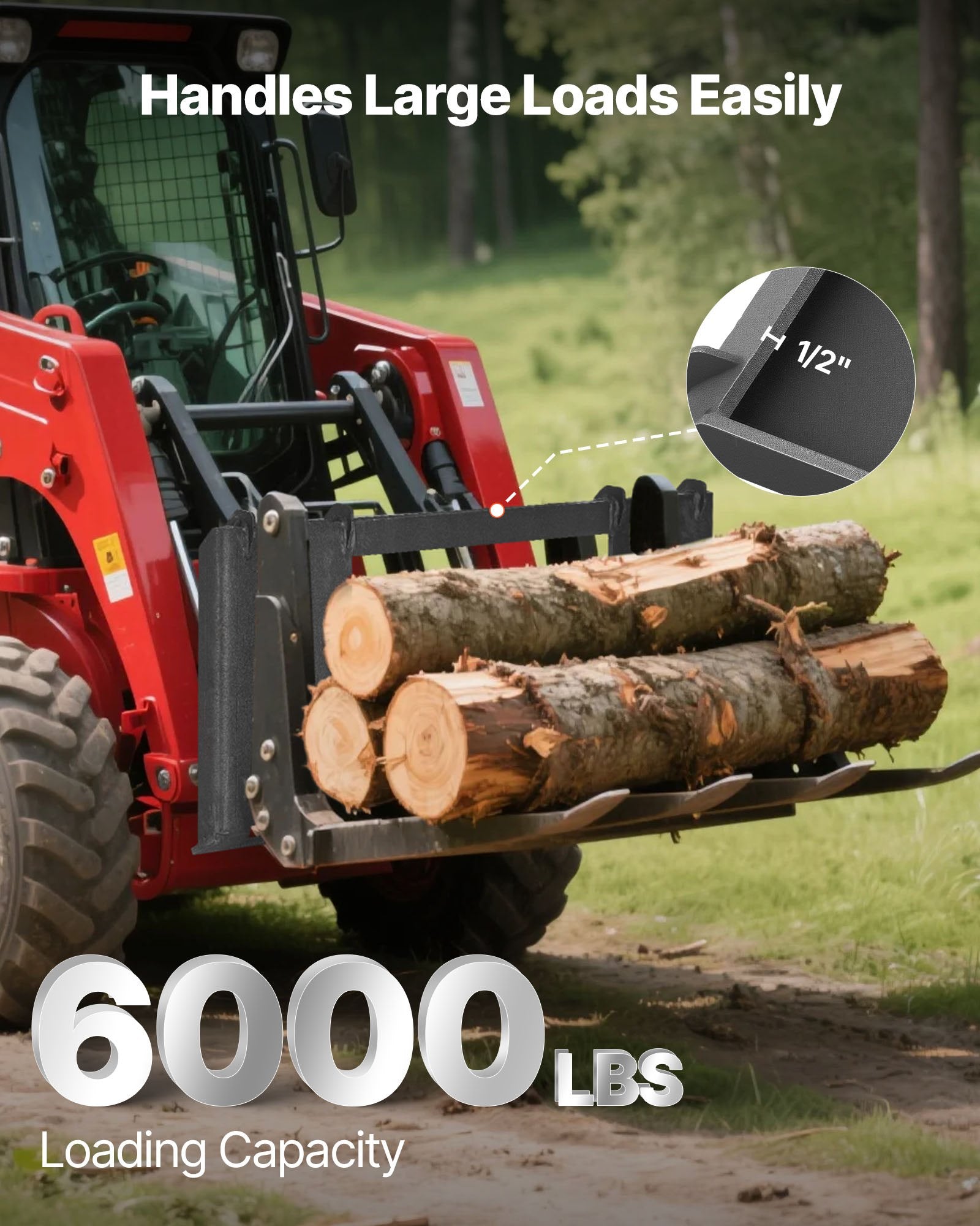 Universal Quick Attach Skid Steer Mount Plate, Heavy-Duty 1/2" Steel, 6000lbs Capacity for Kubota, Bobcat Loaders & Tractors, Easy Bolt-On Design