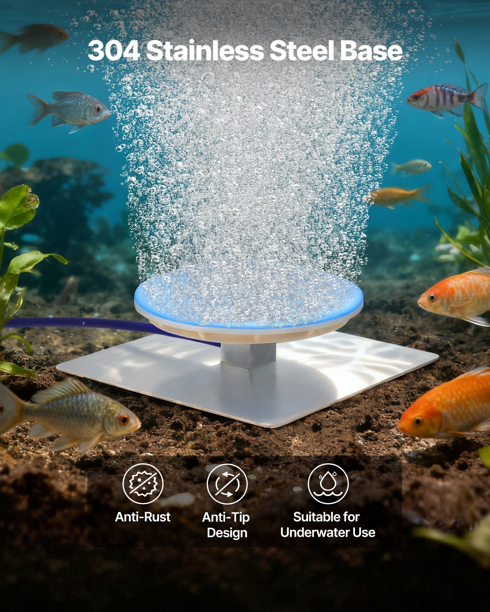 8-Inch Silicone Pond Aerator Diffuser with Weighted Base for Efficient Oxygenation, Water Quality Boost & Lake System Enhancement