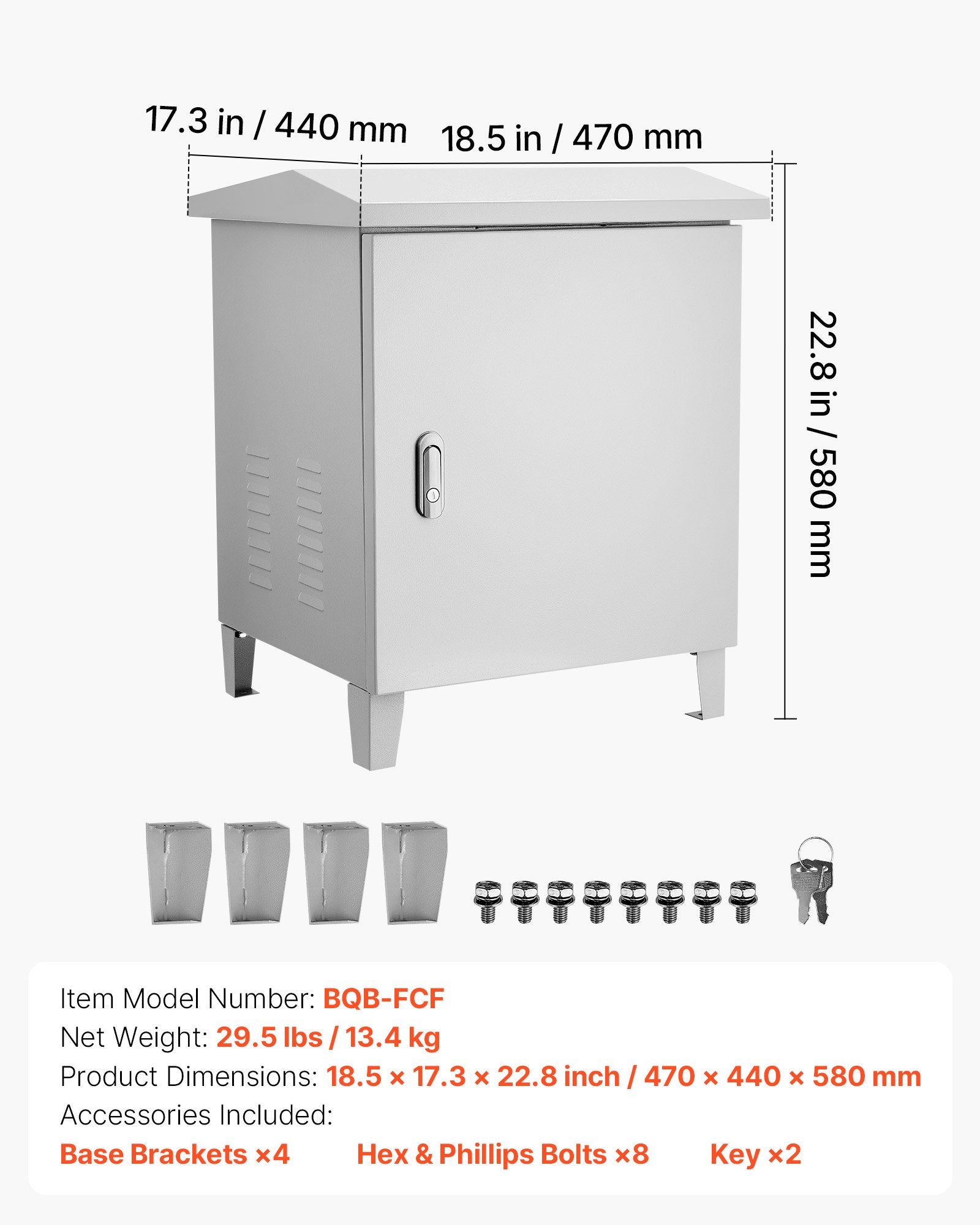Weatherproof Pond Aerator Cabinet with Cooling Fan, AC Outlet, Carbon Steel Housing for Water Garden Aeration, Fits Most Compressors