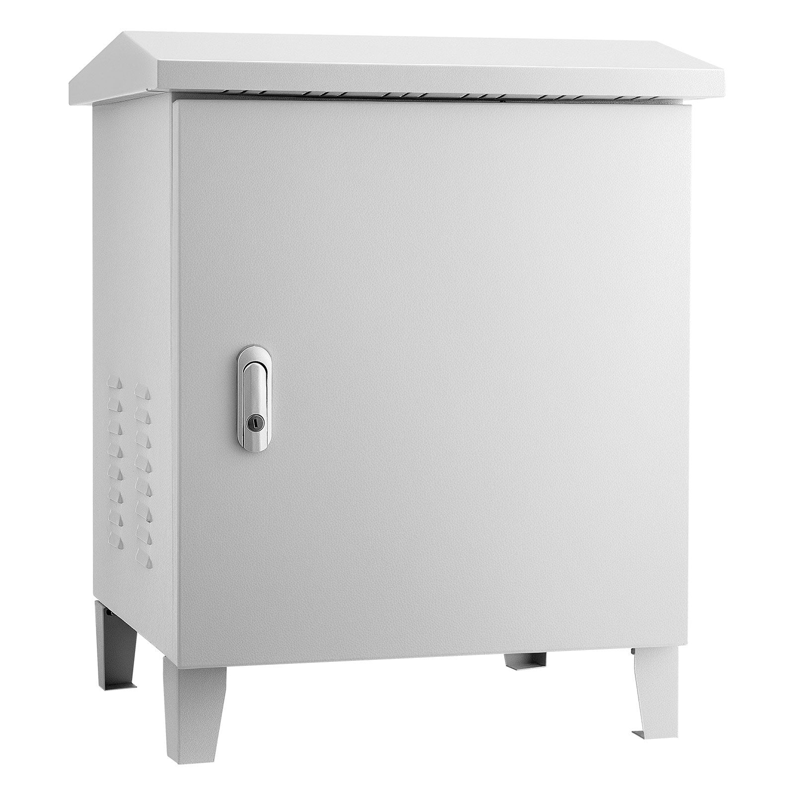 Weatherproof Pond Aerator Cabinet with Cooling Fan, AC Outlet, Carbon Steel Housing for Water Garden Aeration, Fits Most Compressors