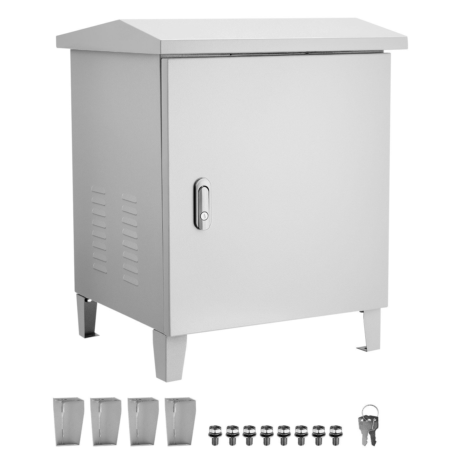 Weatherproof Pond Aerator Cabinet with Cooling Fan, AC Outlet, Carbon Steel Housing for Water Garden Aeration, Fits Most Compressors