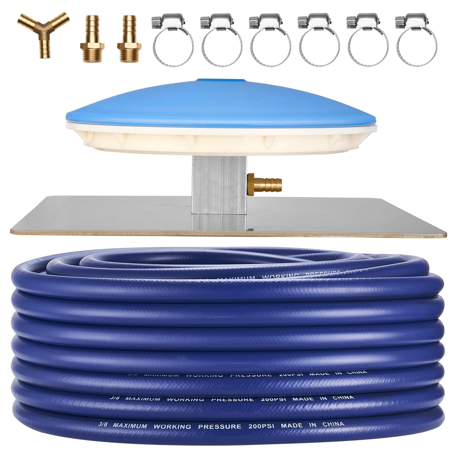 8" Silicone Pond Aerator Kit with 100ft Self-Sinking Hose, Lake Water Gardens Diffuser, Kink-Resistant, Stainless Steel Base