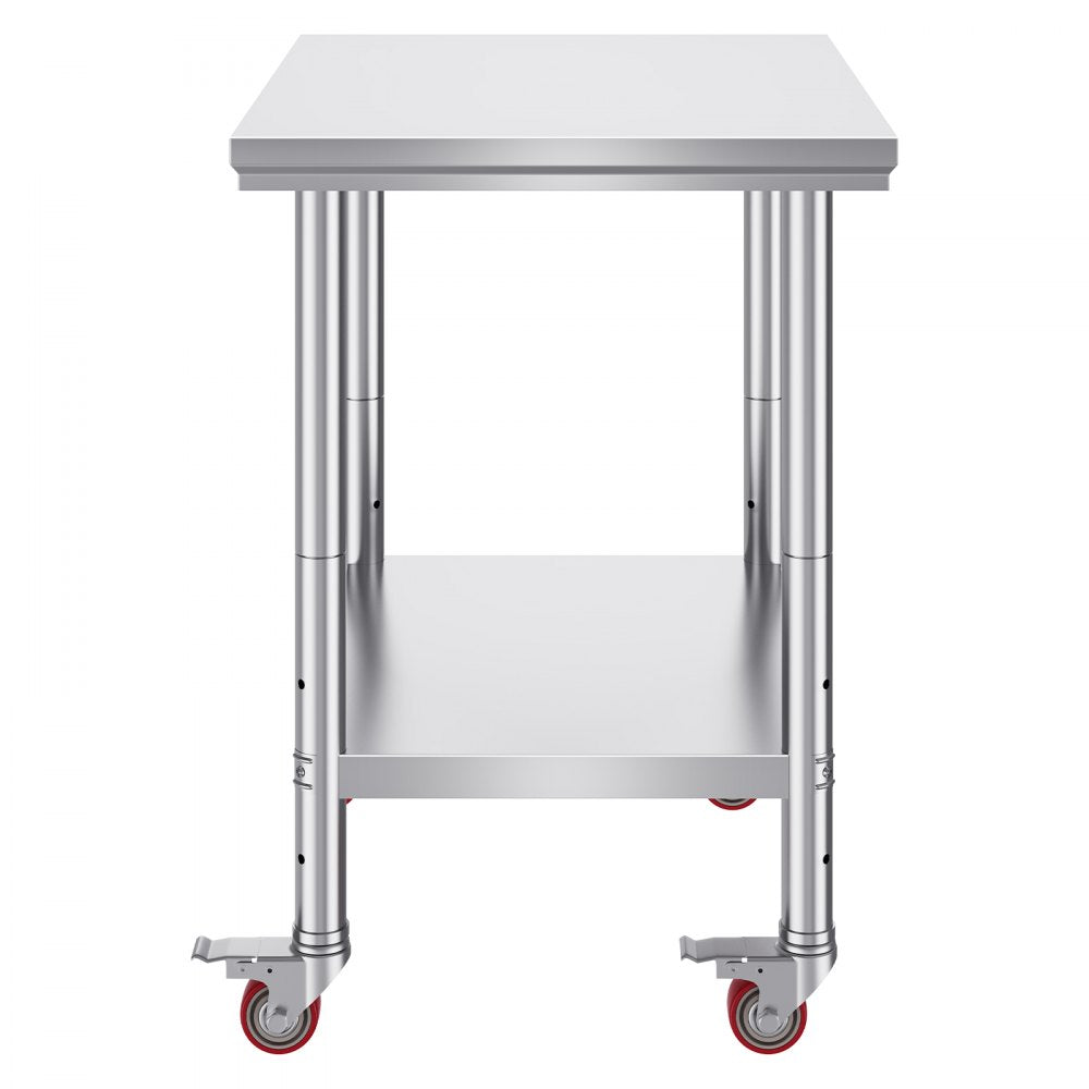 Commercial Grade 24 x 30 Stainless Steel Prep Table with Wheels for Restaurant Kitchens and Catering Businesses