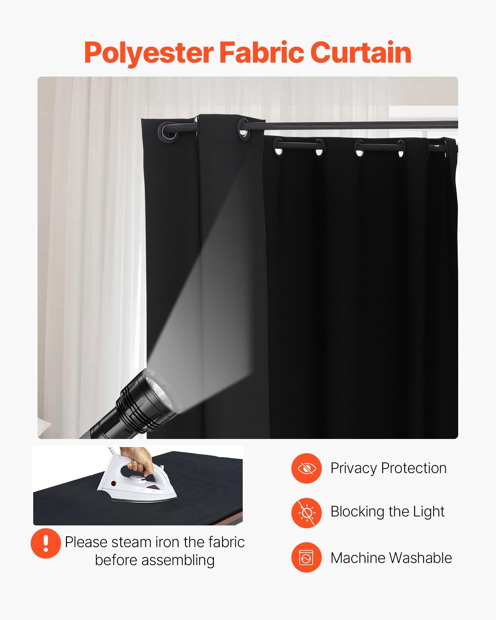 Portable Double Dressing Room with Thick Black Polyester Curtains - Privacy Partition for Boutiques, Malls, Studios, and Tailor Stores, Easy Assembly, 79 x 39 x 79 Inches