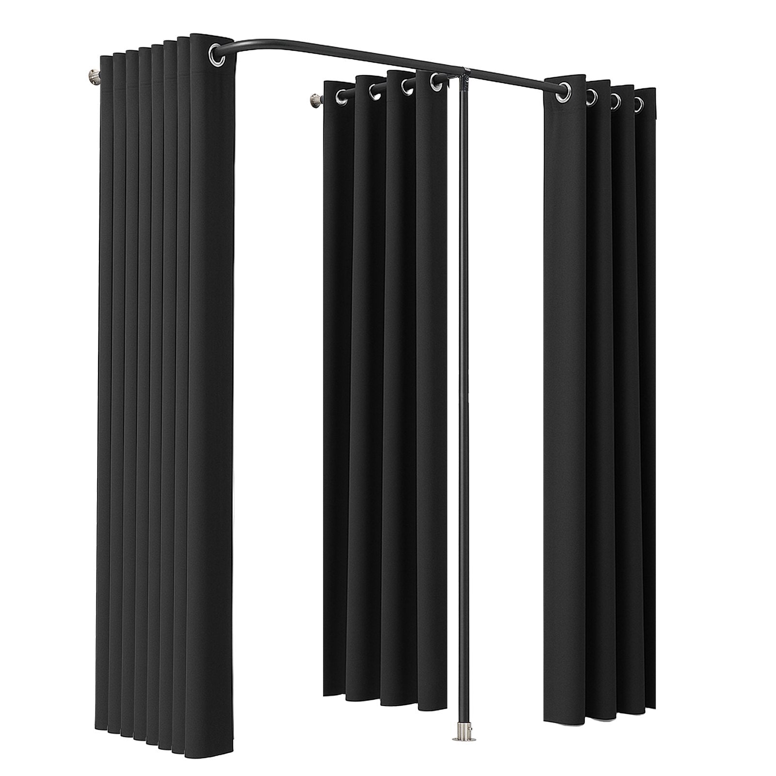 Portable Double Dressing Room with Thick Black Polyester Curtains - Privacy Partition for Boutiques, Malls, Studios, and Tailor Stores, Easy Assembly, 79 x 39 x 79 Inches