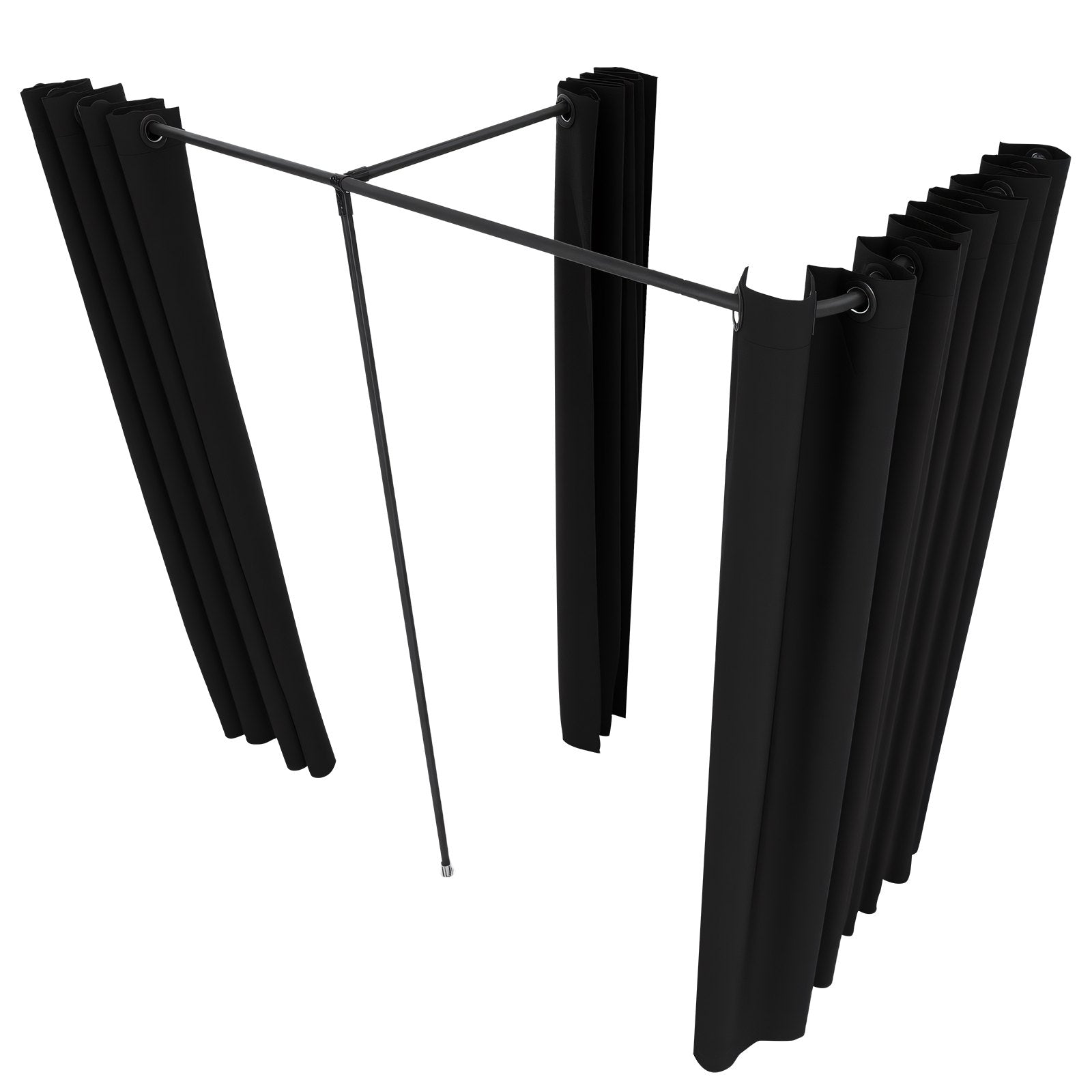 Portable Double Dressing Room with Thick Black Polyester Curtains - Privacy Partition for Boutiques, Malls, Studios, and Tailor Stores, Easy Assembly, 79 x 39 x 79 Inches