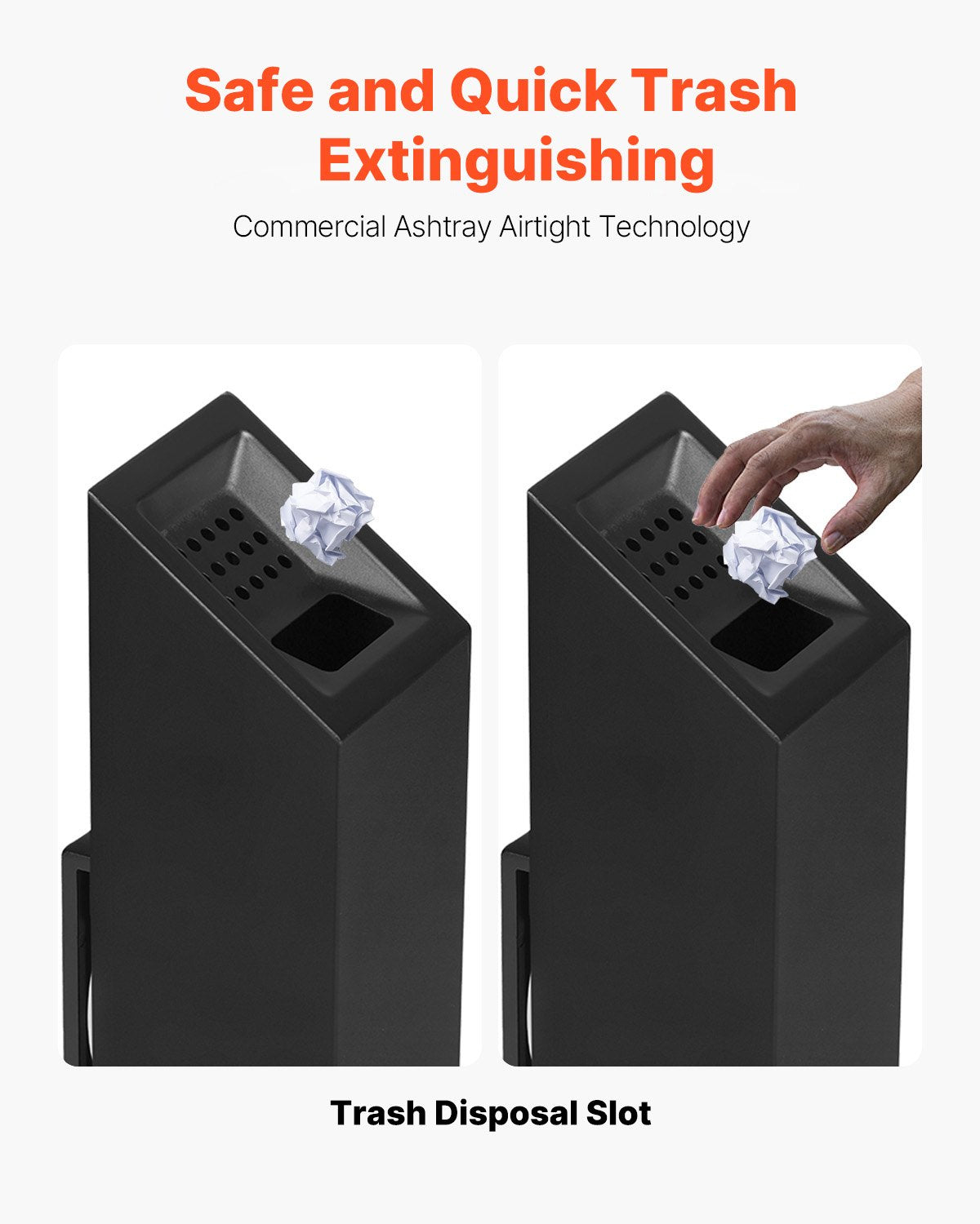 Sleek Black Stainless Steel Wall-Mounted Cigarette Butt Receptacle for Outdoor Use - Weatherproof, Durable, Easy to Clean, Ideal for Garden, Office, Restaurant, Hotel, Bar