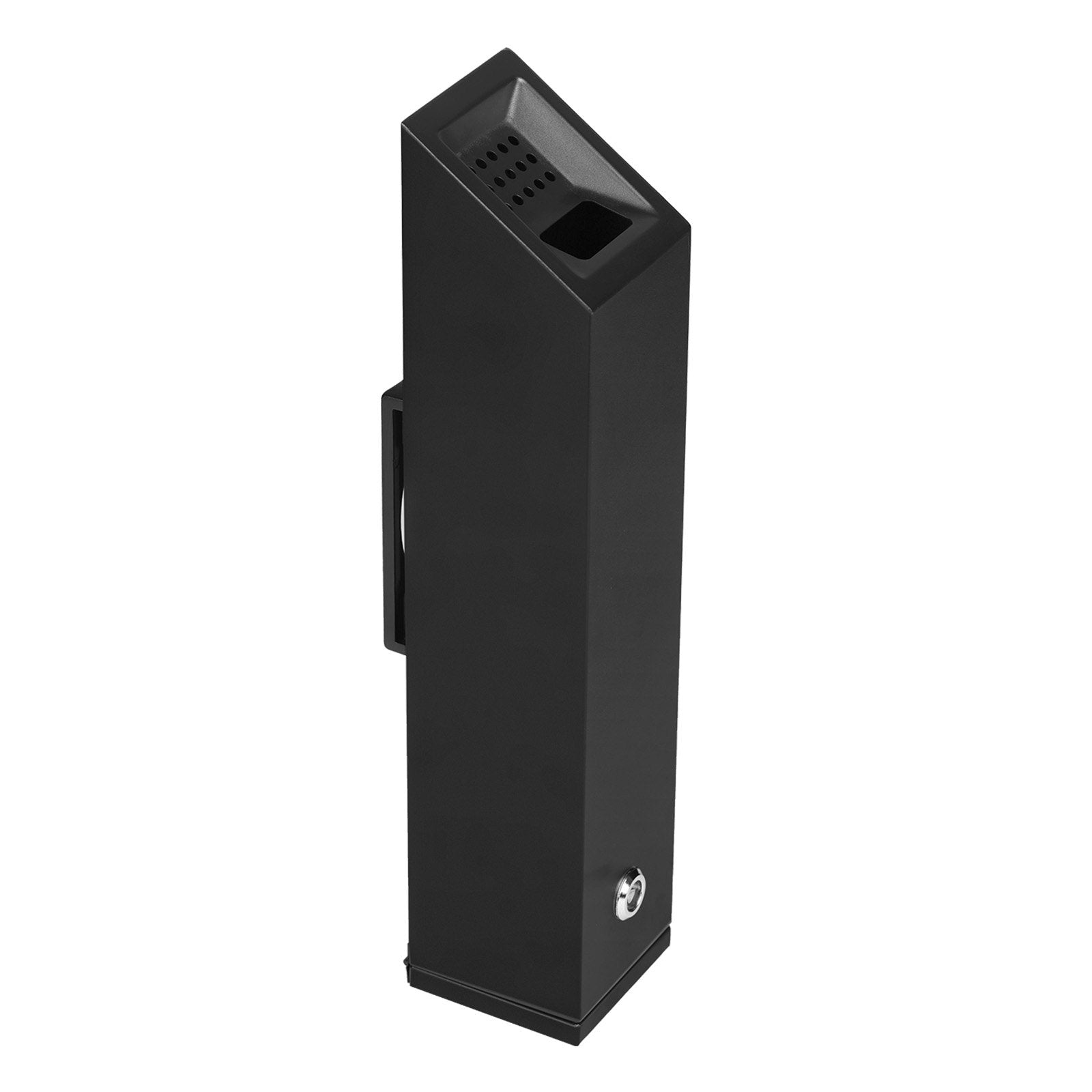 Sleek Black Stainless Steel Wall-Mounted Cigarette Butt Receptacle for Outdoor Use - Weatherproof, Durable, Easy to Clean, Ideal for Garden, Office, Restaurant, Hotel, Bar