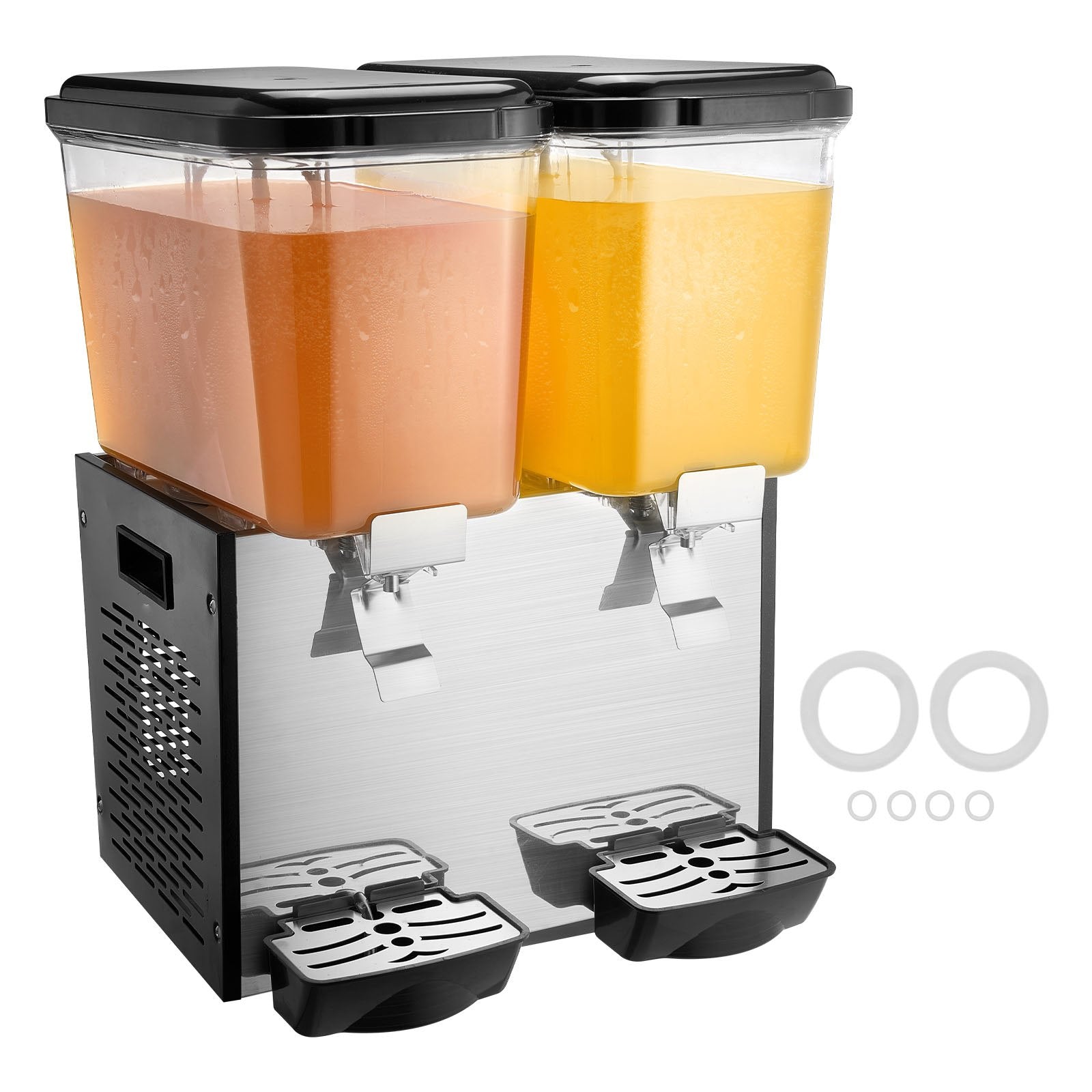 Dual-Tank 36L Commercial Beverage Dispenser - Efficient 370W Juice & Ice Tea Machine for Bars, Parties, Restaurants, Stainless Steel Design